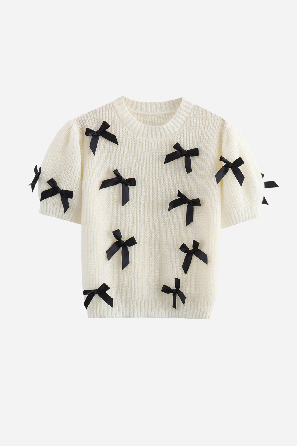 Fiyonk İşlemeli Kısa Kol Kazak