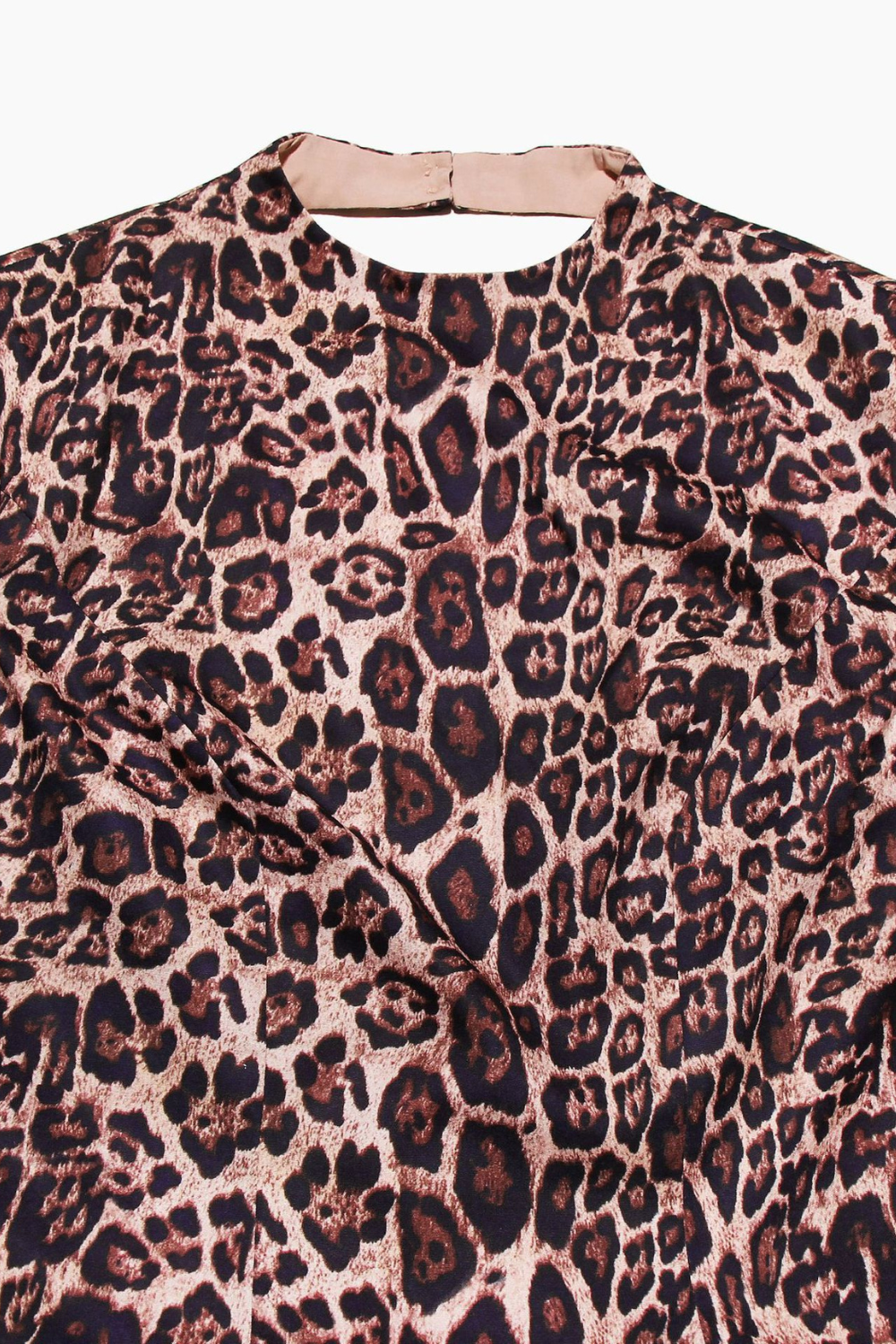 Mini Leopar Desenli Kloş Elbise – Kahverengi