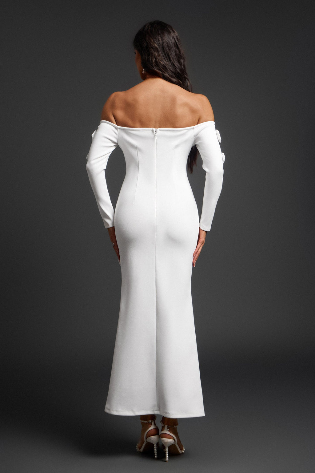 Clara Fonet Omuzları Açık Maksi Bandaj Elbise