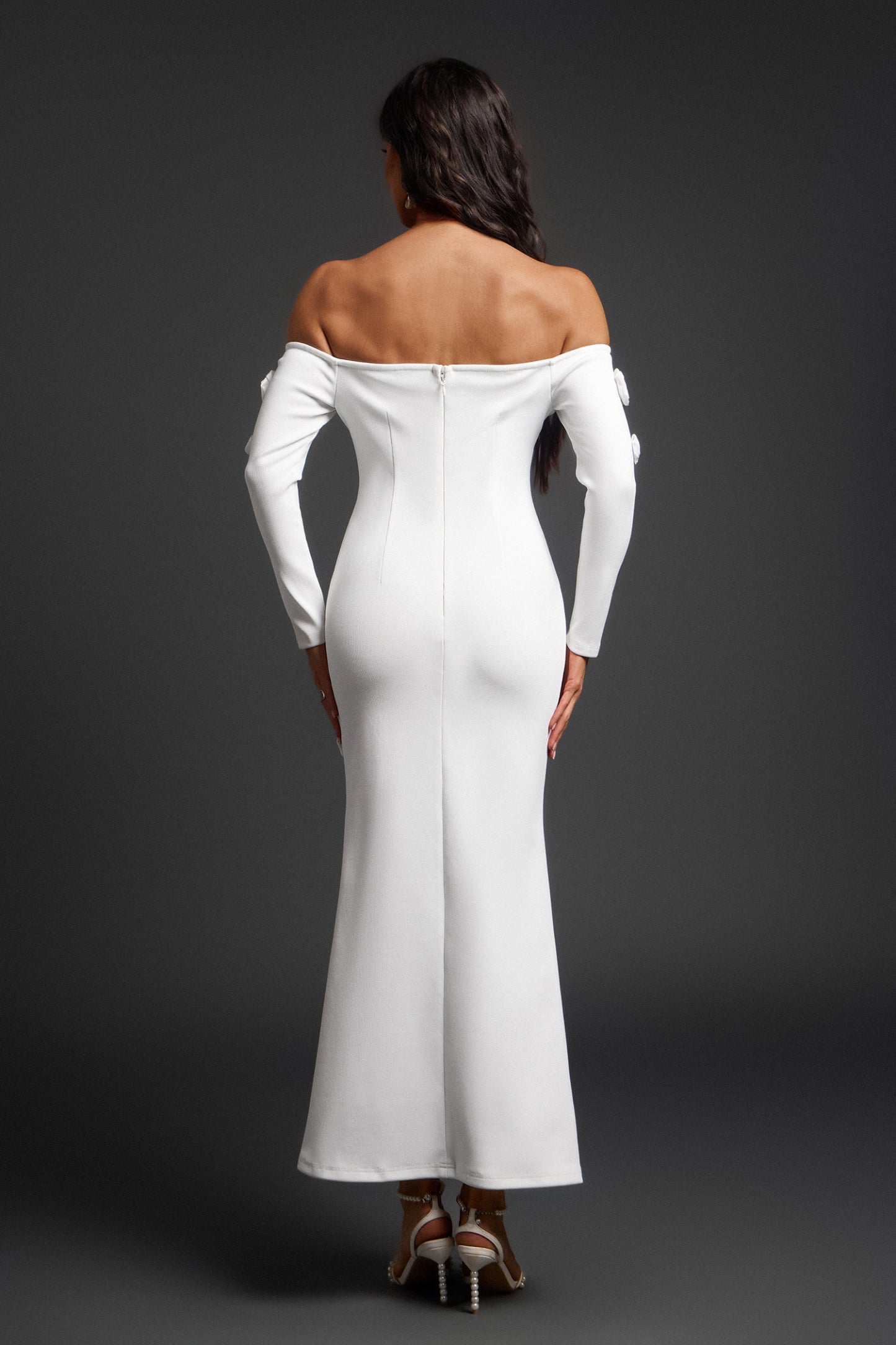 Clara Fonet Omuzları Açık Maksi Bandaj Elbise