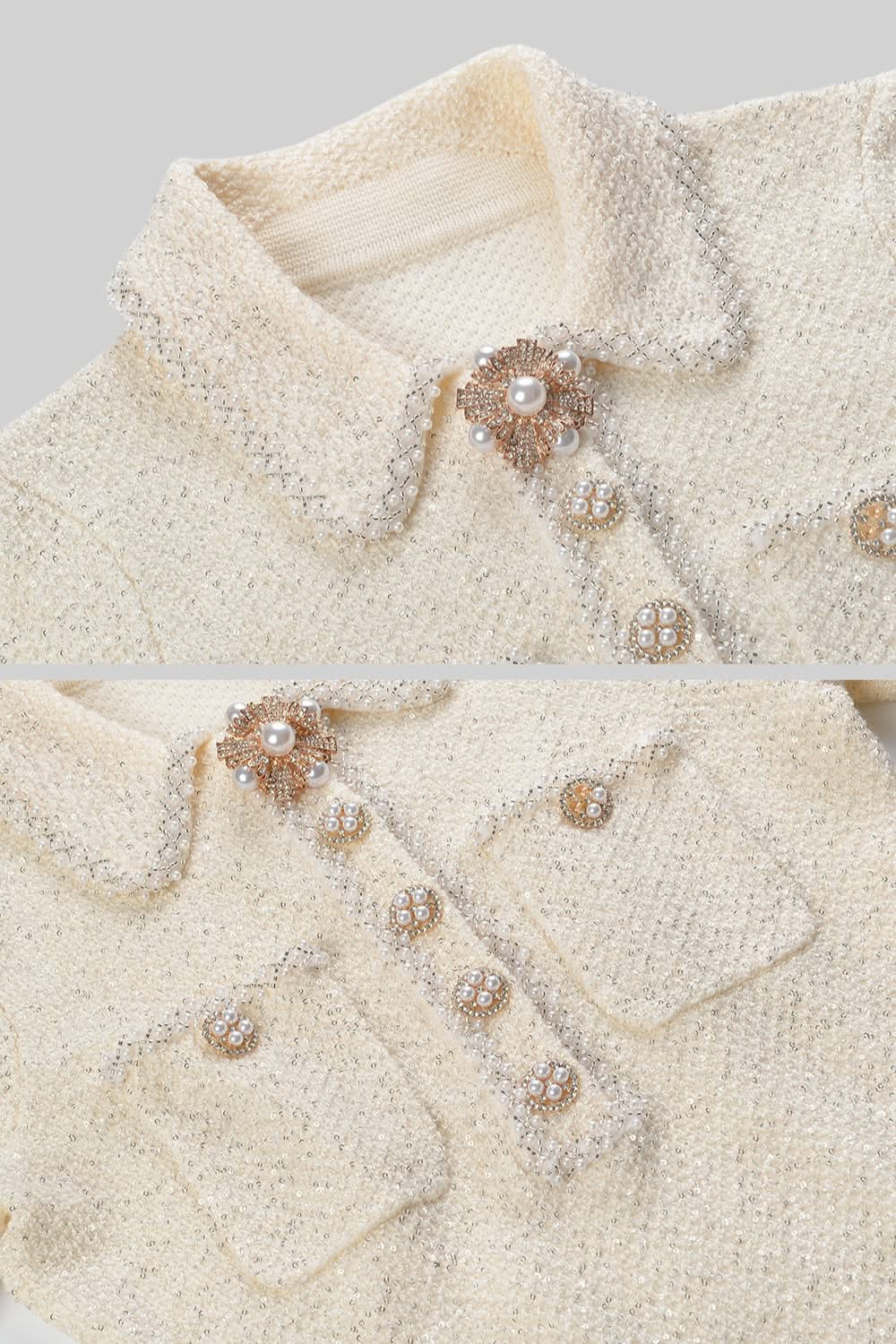 Örgü Dokulu Elbise - Fildişi