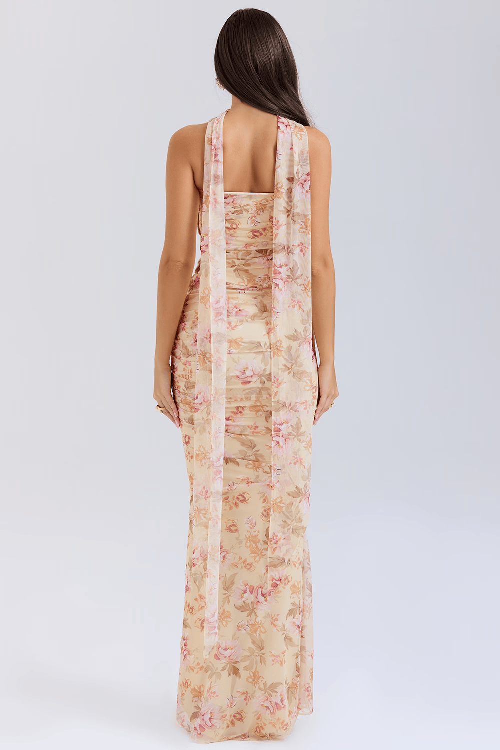 Straplez Drapeli Uzun Elbise