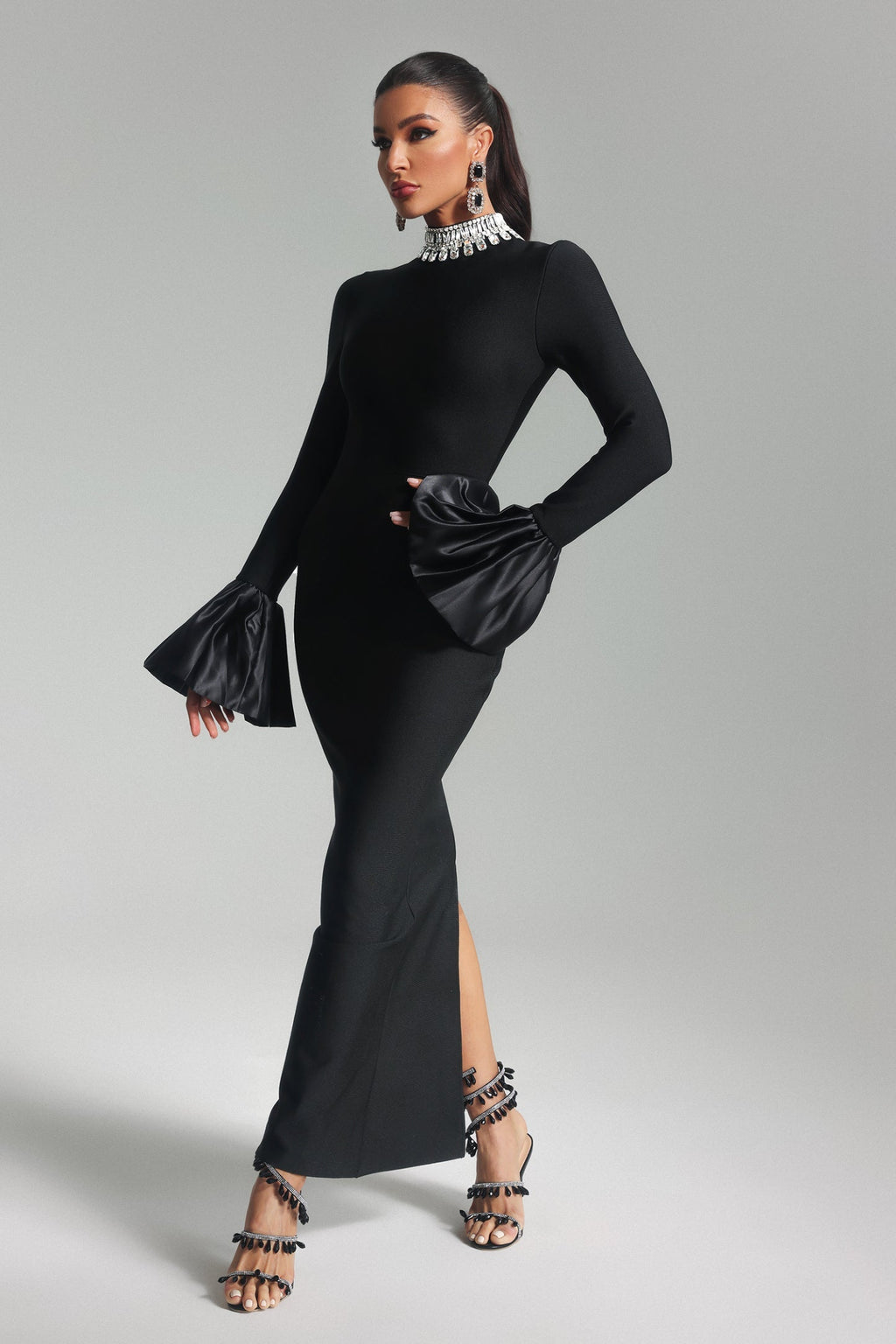 Virginie Taş Detaylı Bandaj Maksi Elbise