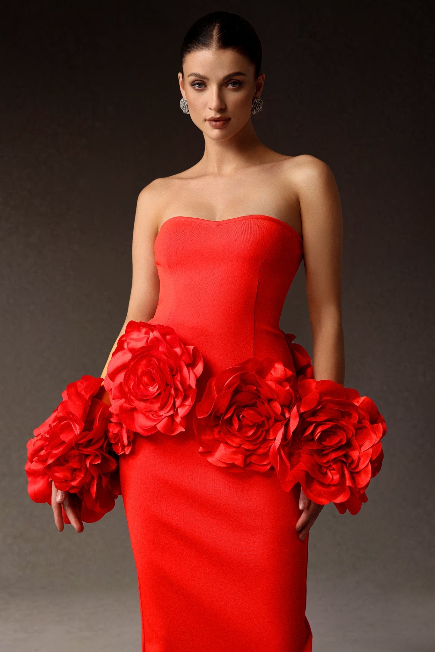 Sinai Çiçek Desenli Bandaj Maksi Elbise