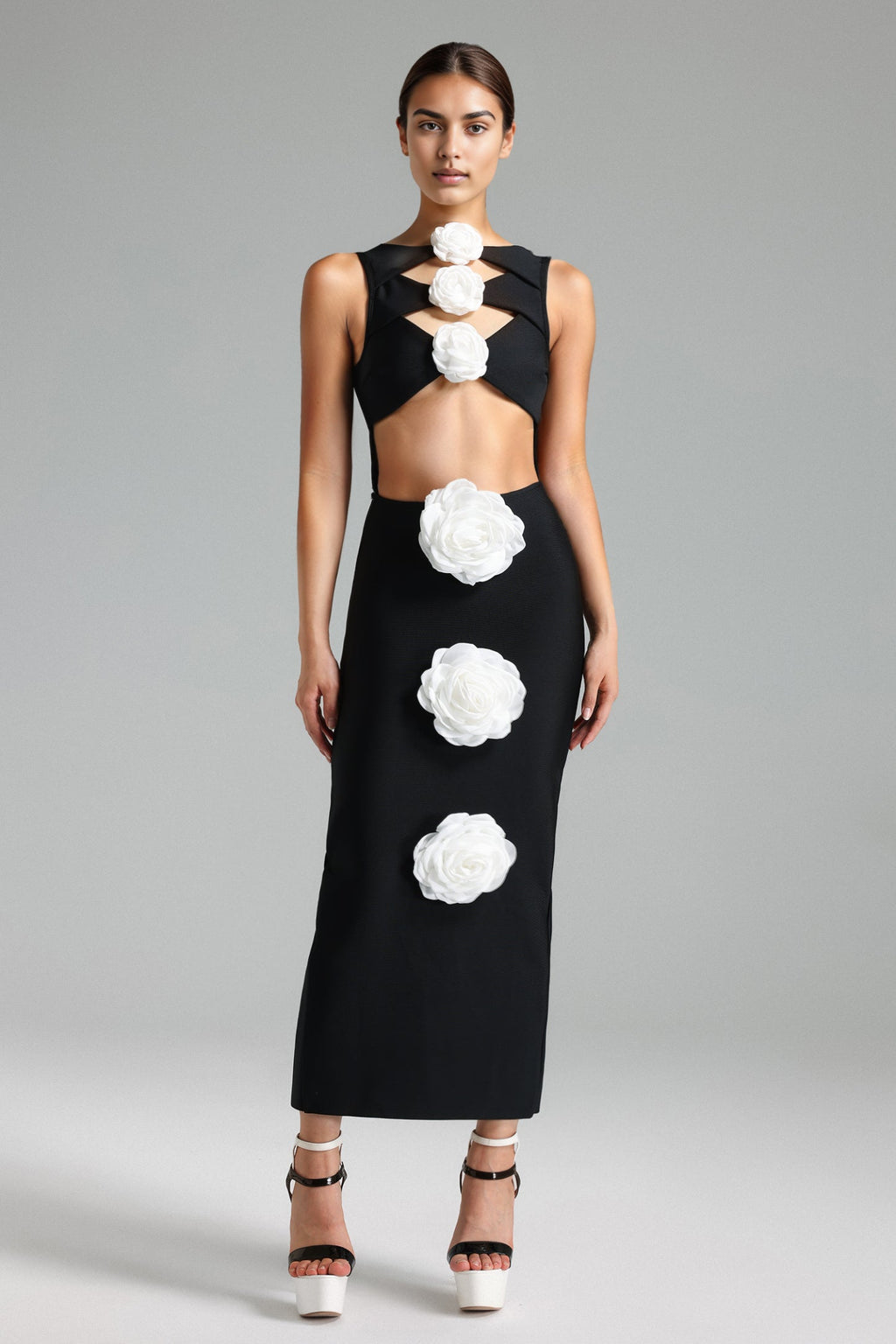 Ginny Çiçek Desenli Midi Elbise