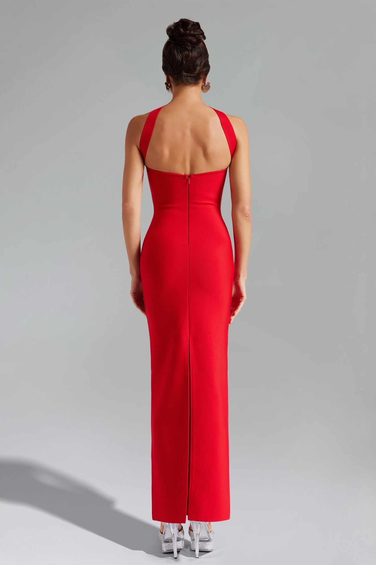 Gece Kırmızı Bandaj Midi Elbise