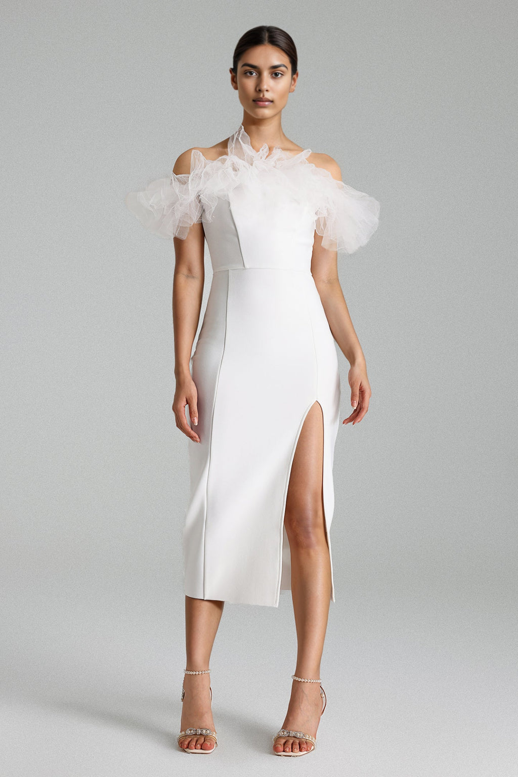 Trinaco Yüksek Yırtmaçlı Bandaj Elbise