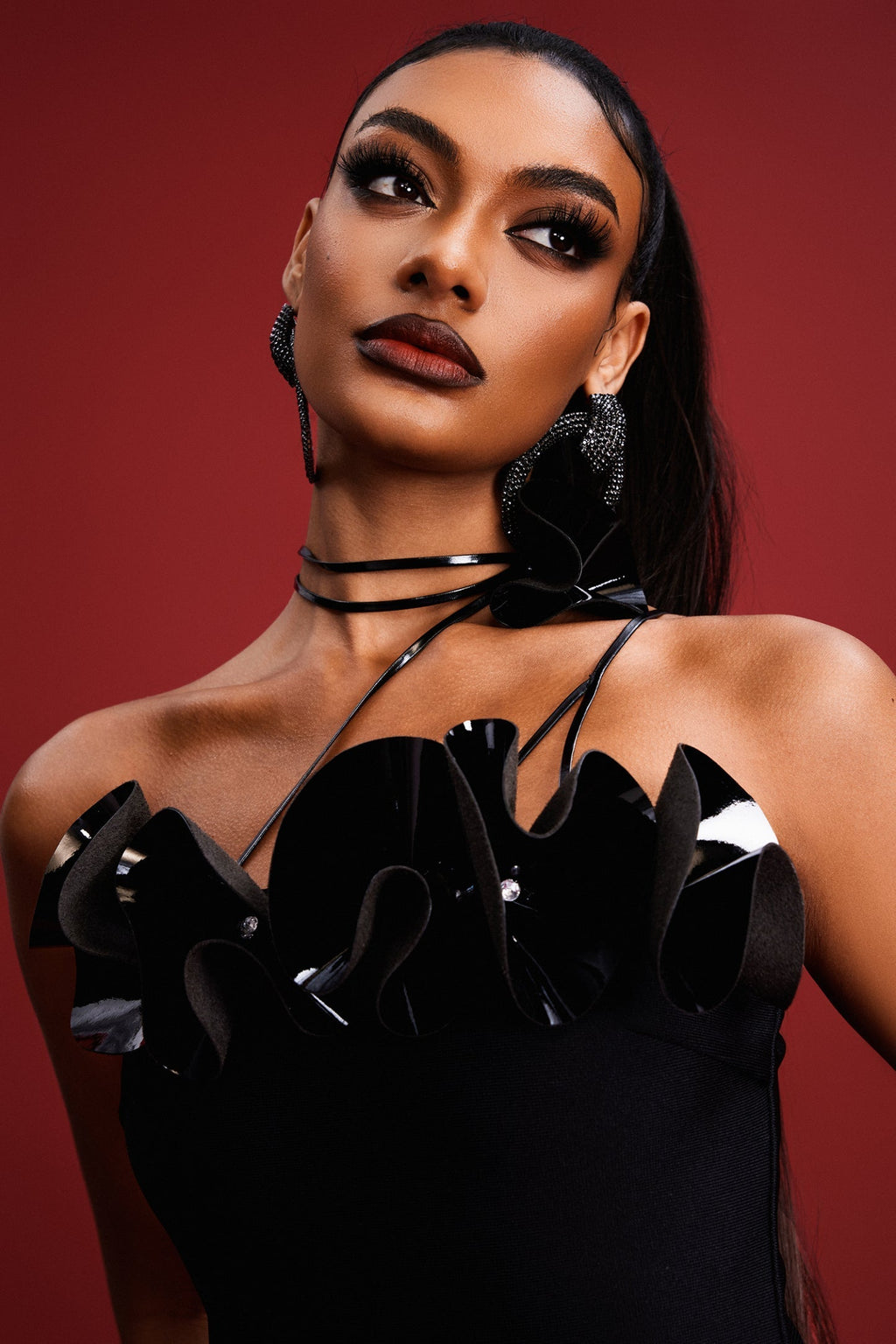 Phina Yan Yırtmaçlı Bandaj Midi Elbise