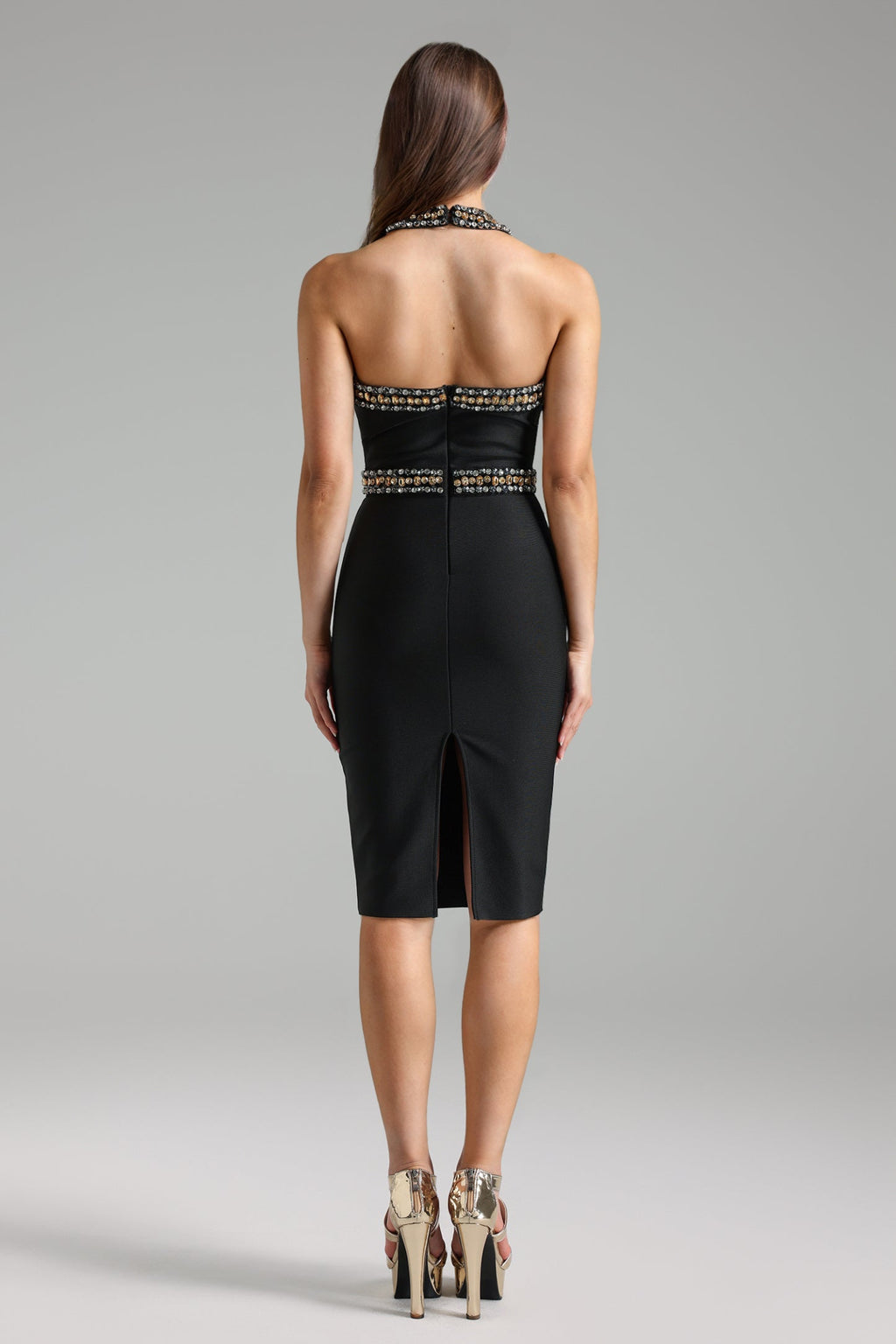 Emmi Halter Taş Detaylı Bandaj Midi Elbise