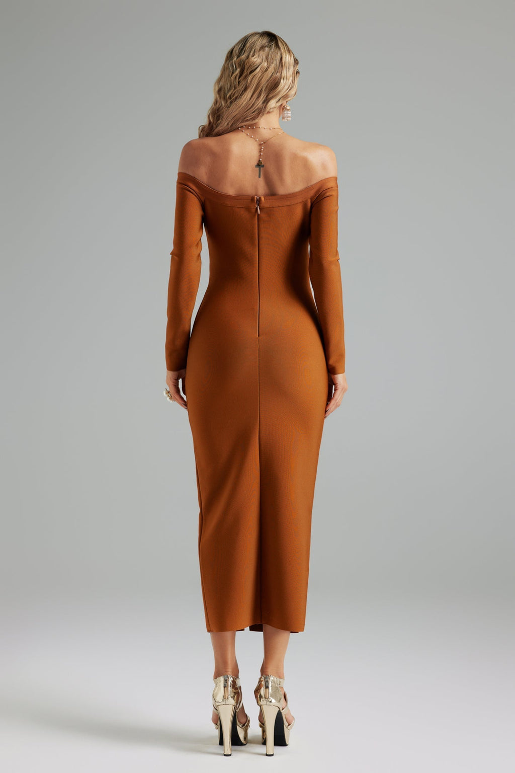 Eliana Uzun Kollu Bandaj Midi Elbise