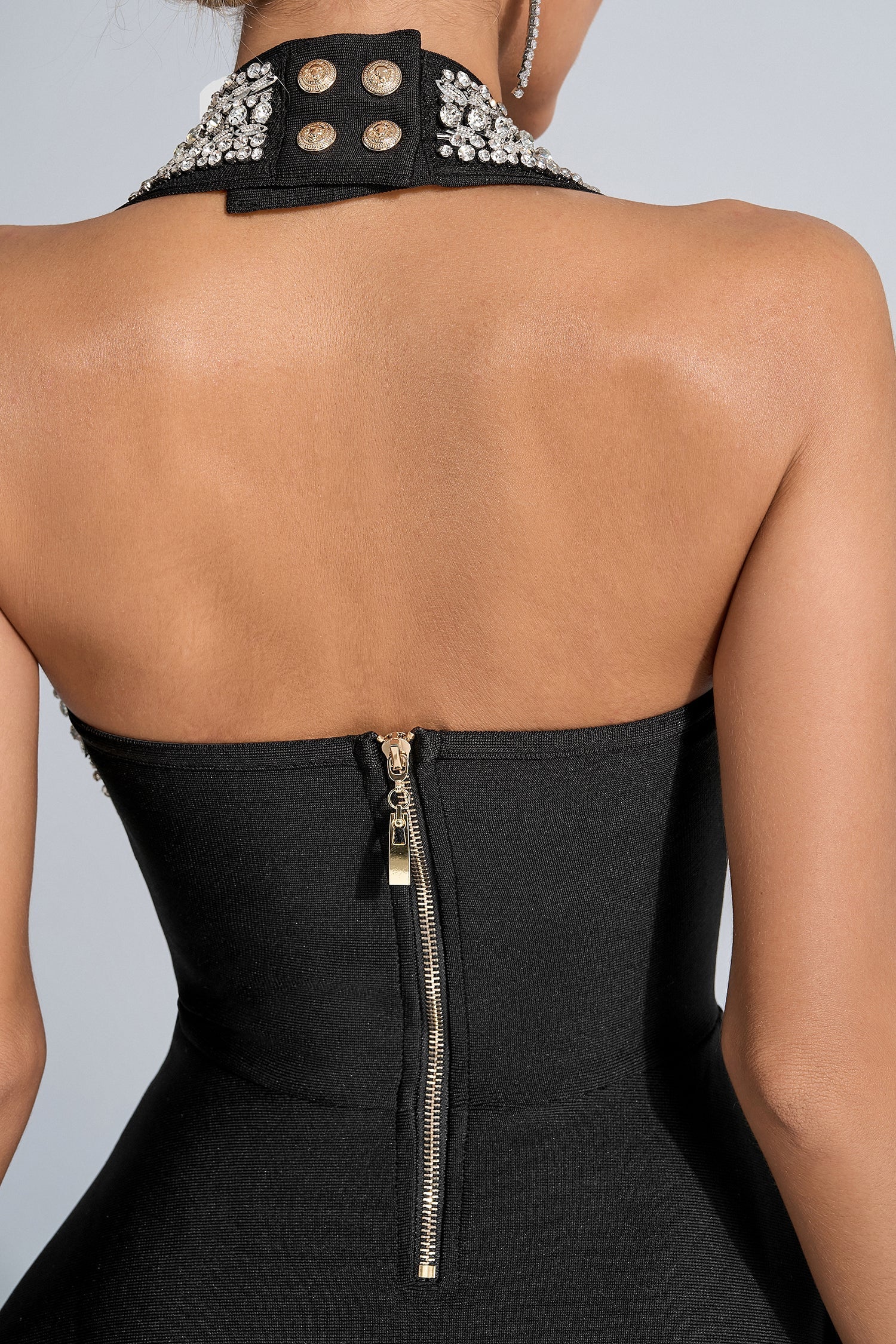 Madeline Siyah Pırlanta Mini Elbise