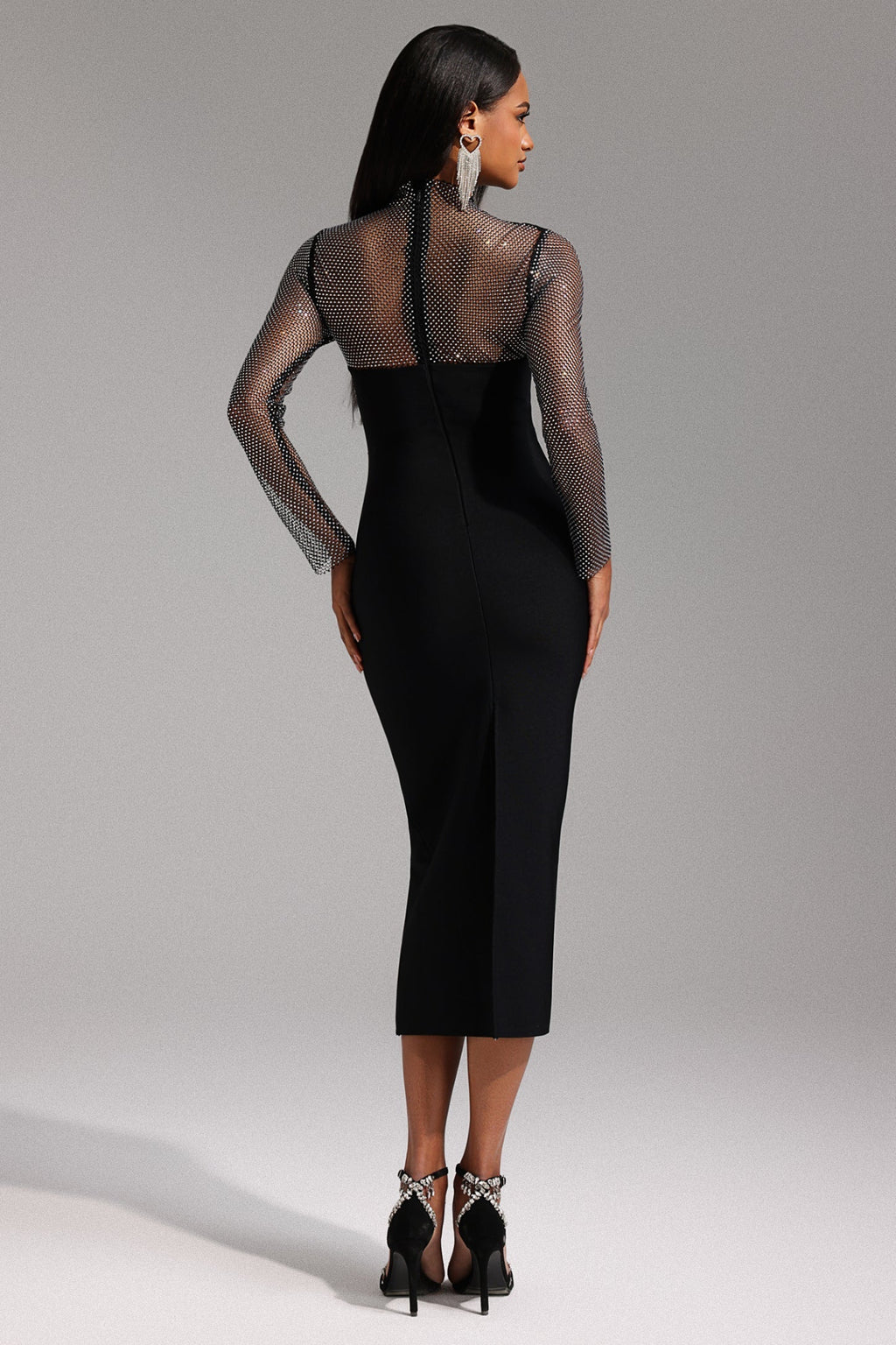 Uzun Kollu Midi Bandaj Elbise