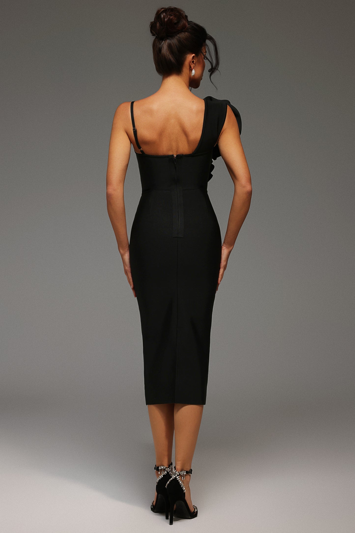 Lizada Halter Yaka Çiçekli Midi Elbise