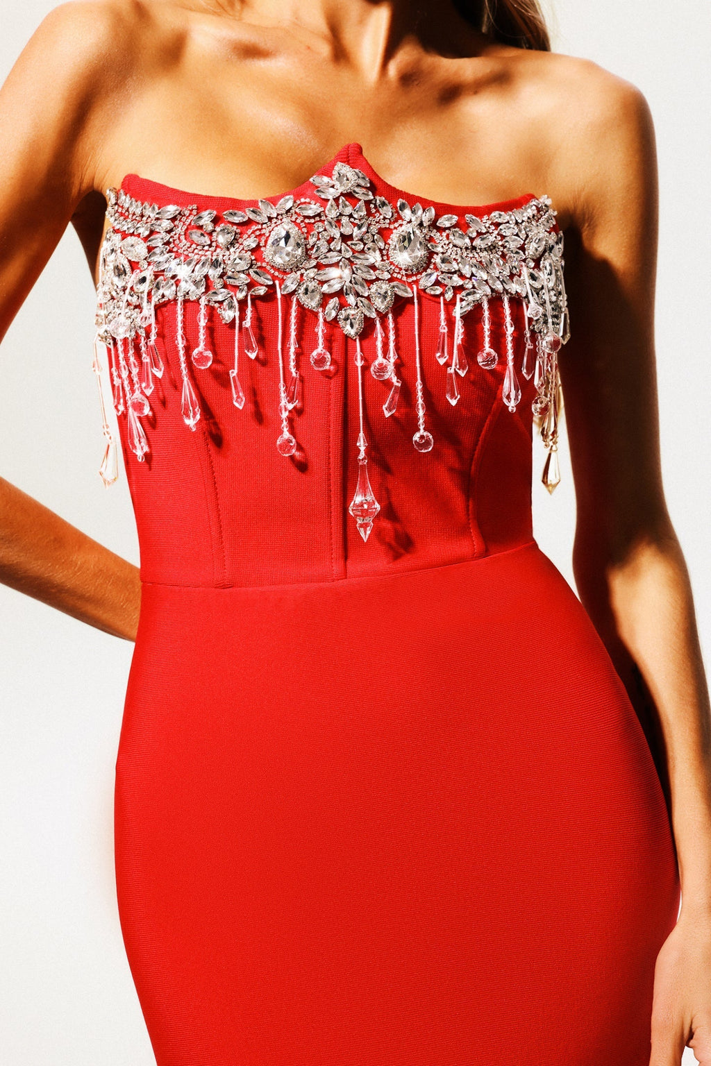 Kyli Taş Detaylı Bandaj Maxi Elbise