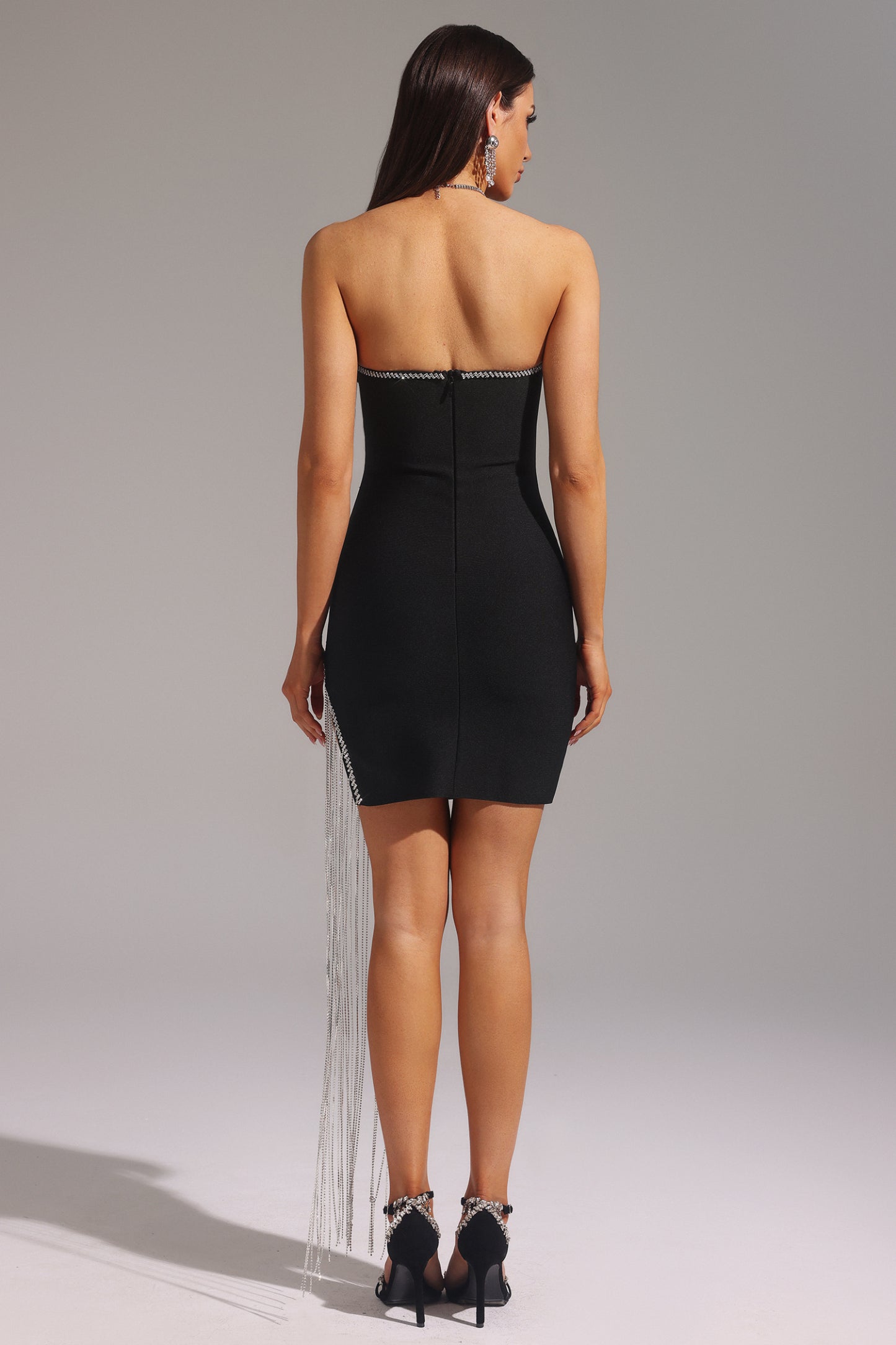 Taş Detaylı Kesik Mini Elbise