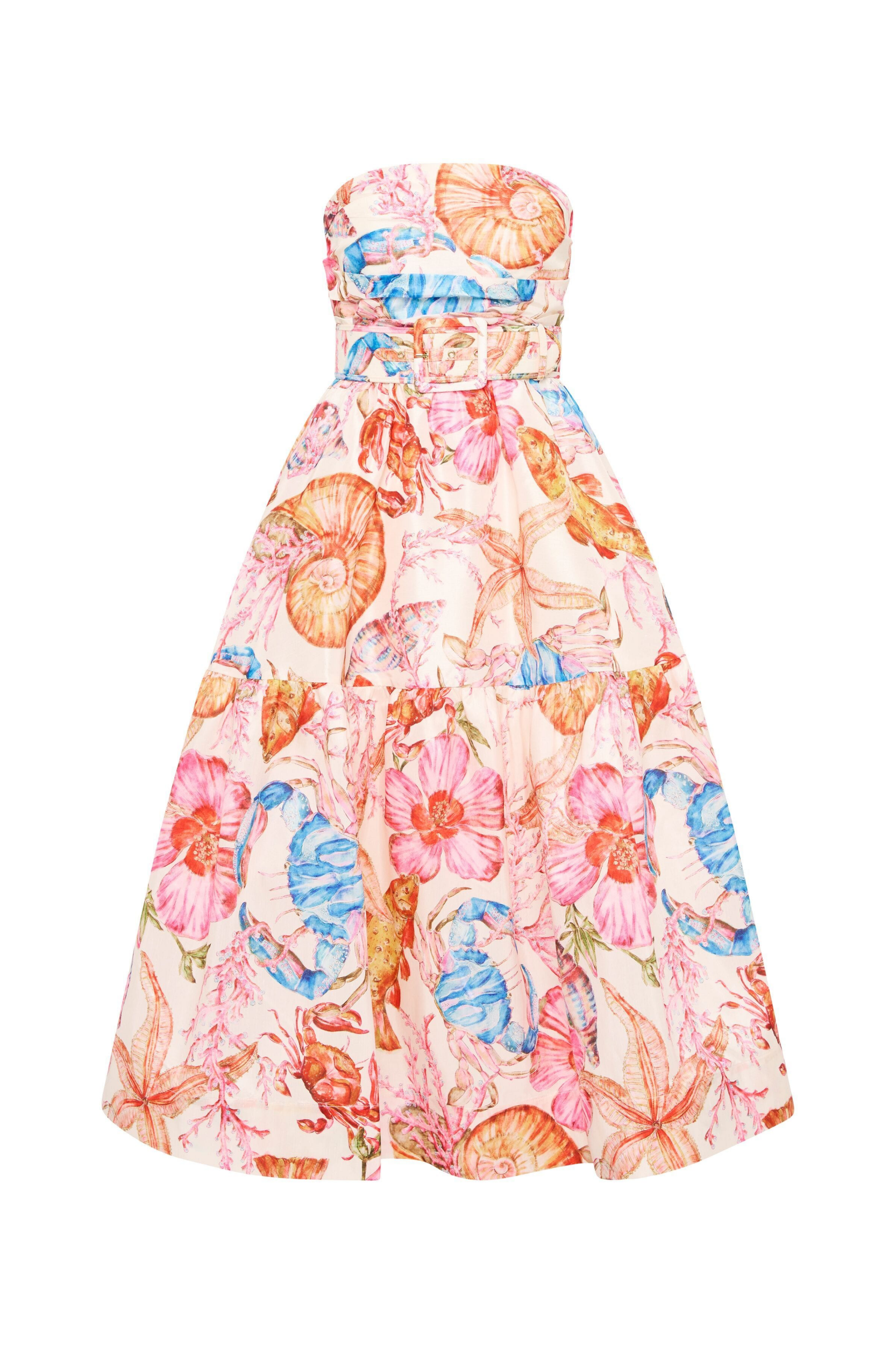 Calista Baskılı Kuşaklı Midi Elbise