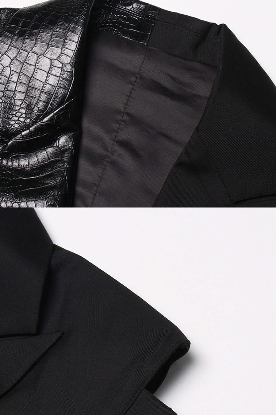 Çift Kumaşlı Kolsuz Dar Kesim Blazer - Siyah