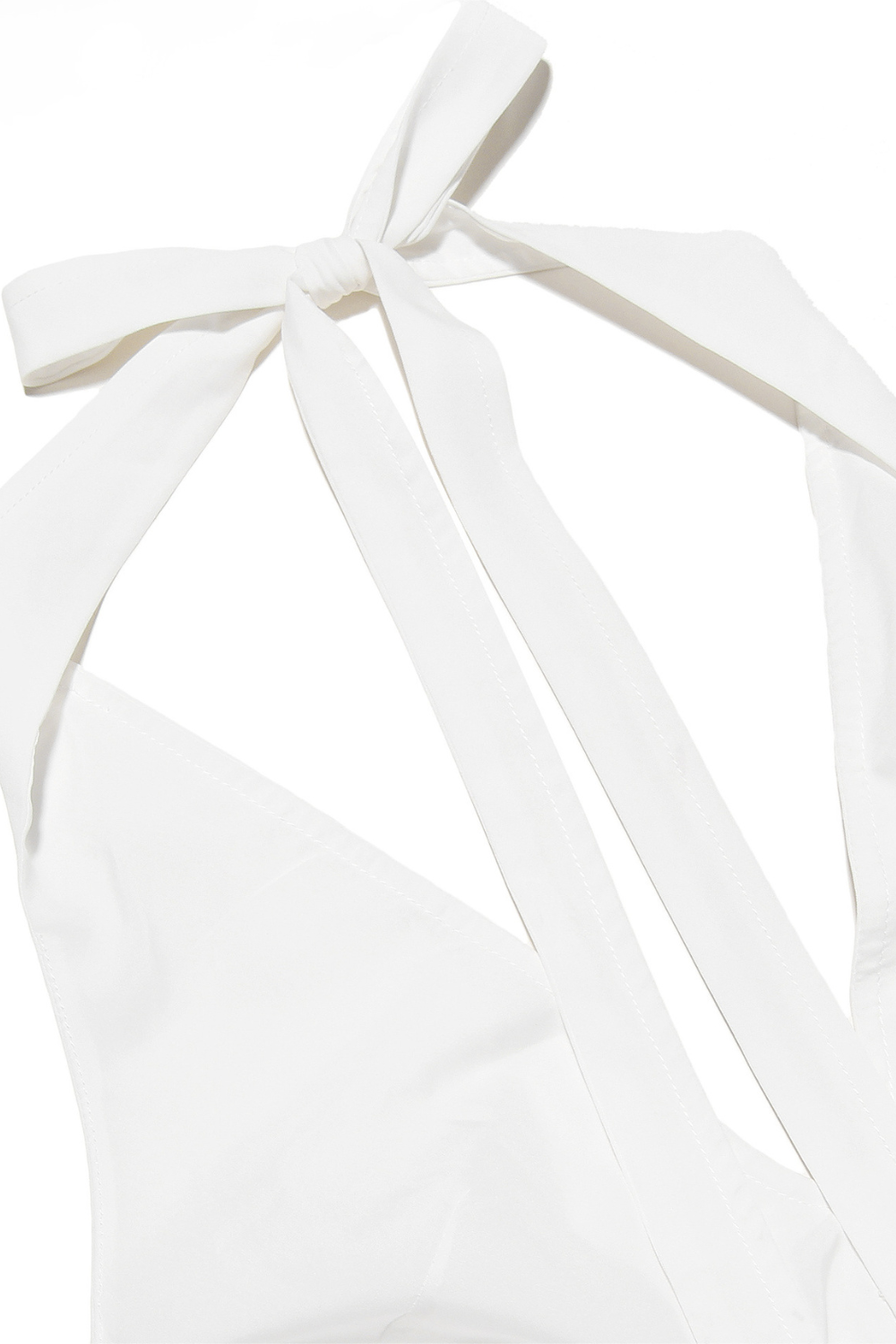 Askılı Derin V Yaka Midi Elbise – Beyaz