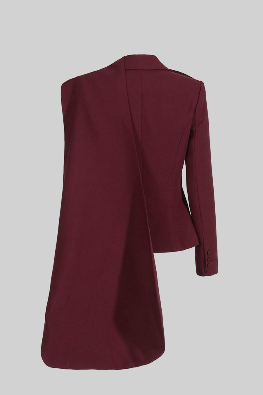 Asimetrik Drapeli Eşarplı Modern Blazer - Bordo