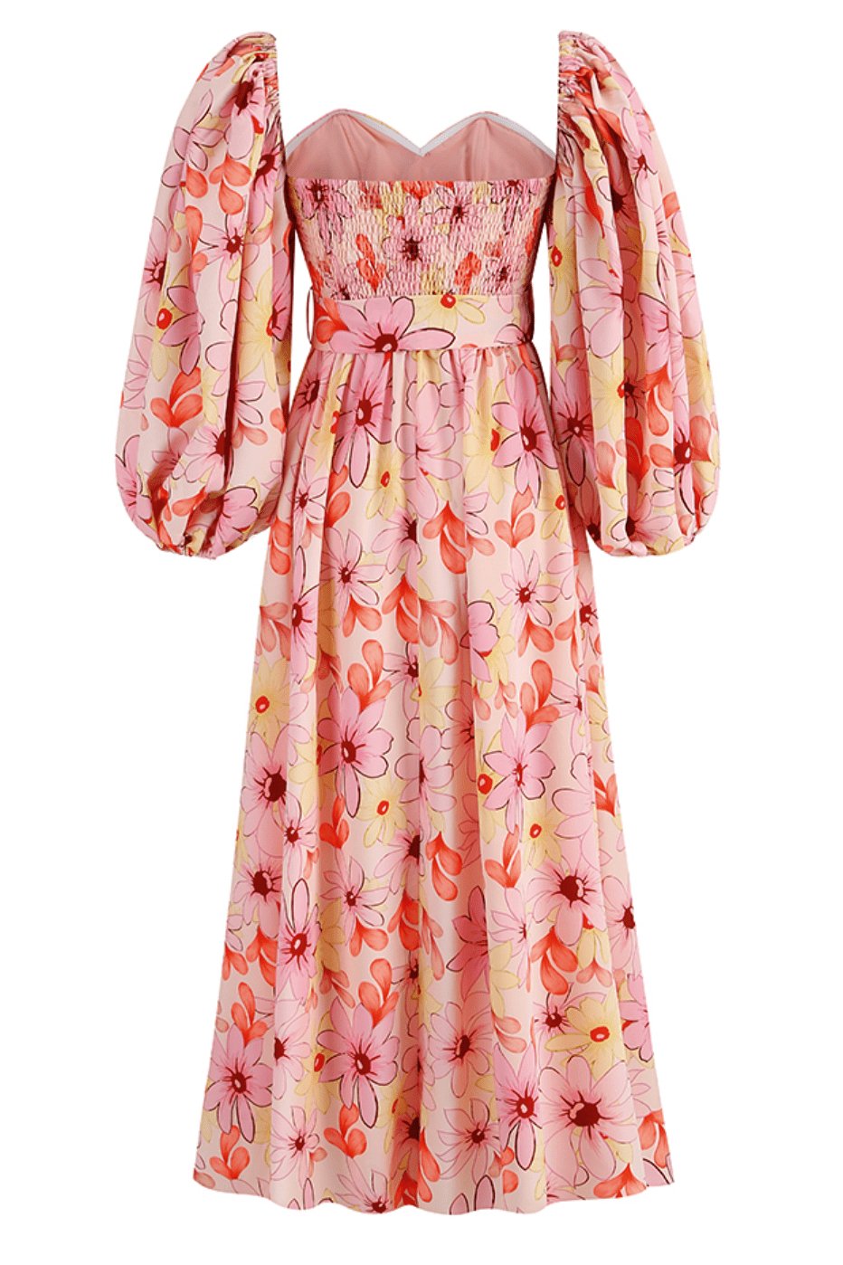 Edana Baskılı Kalp Yaka Midi Elbise