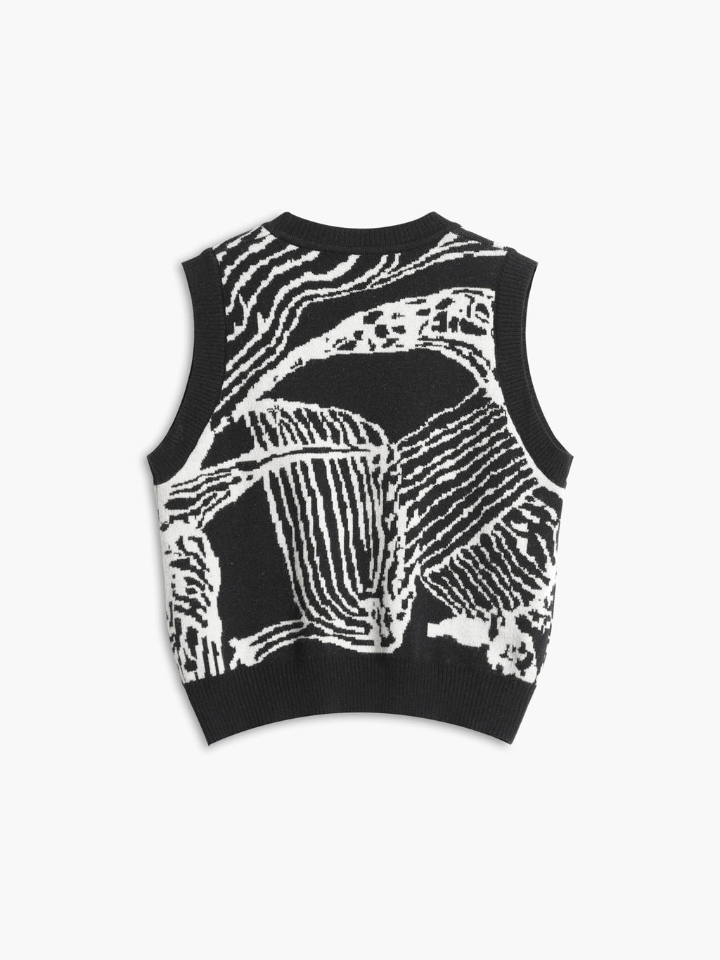 Kontrast Trim Çiçekli Kazak Yelek