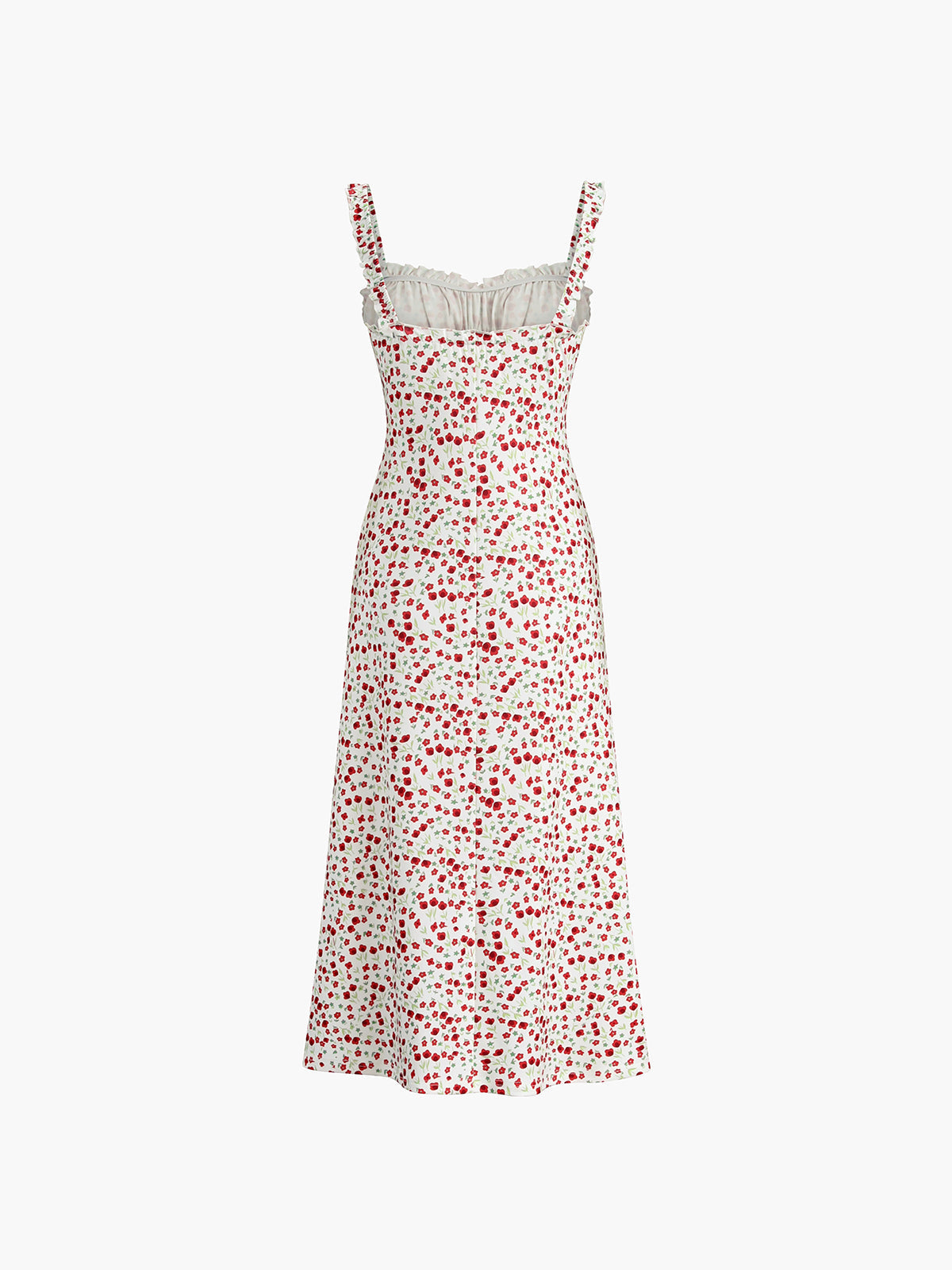 Askılı Büzgü Detaylı İnce Askılı Midi Elbise – Mavi