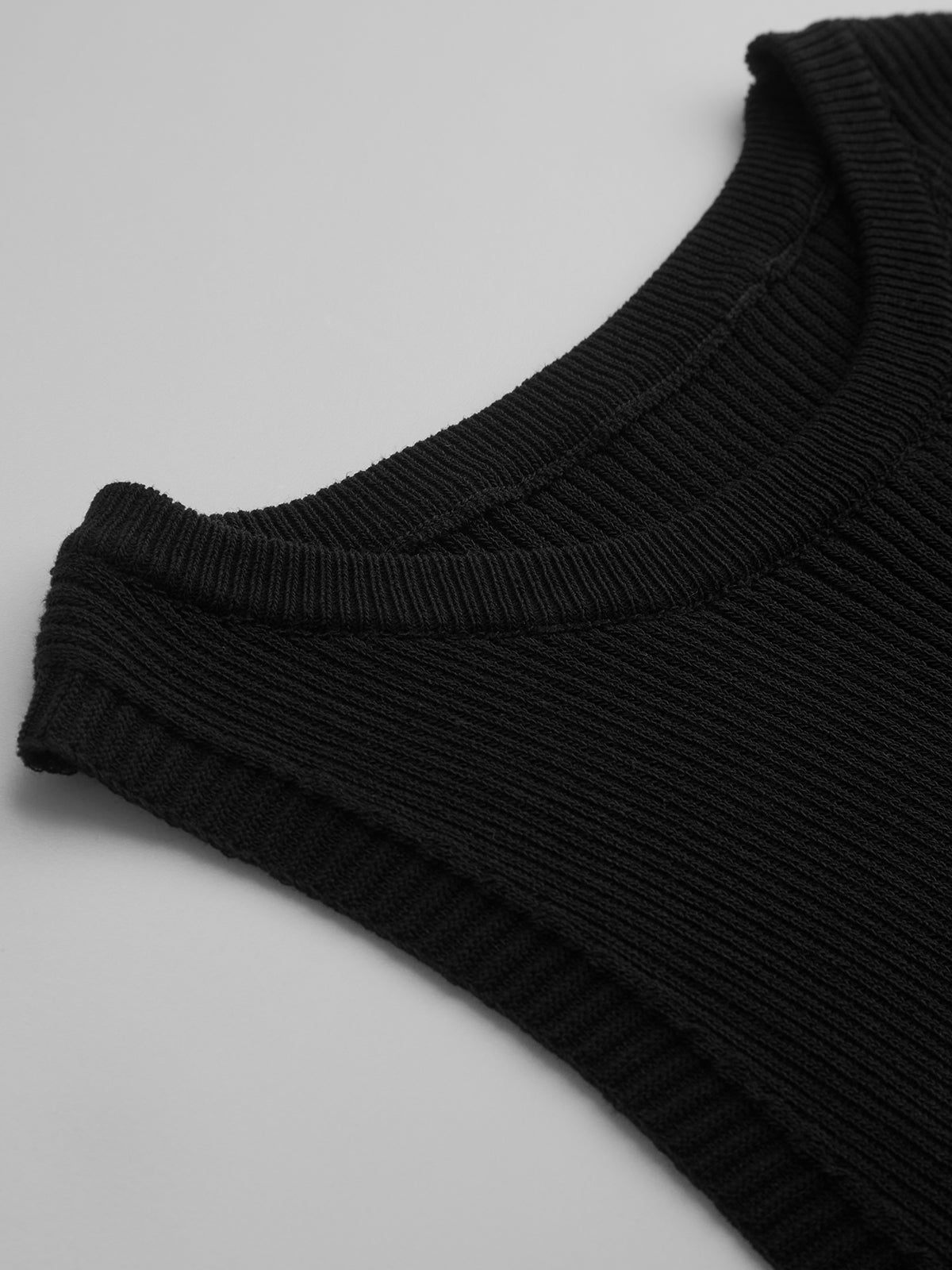 Kontrast Trim İnce Kazak Yelek