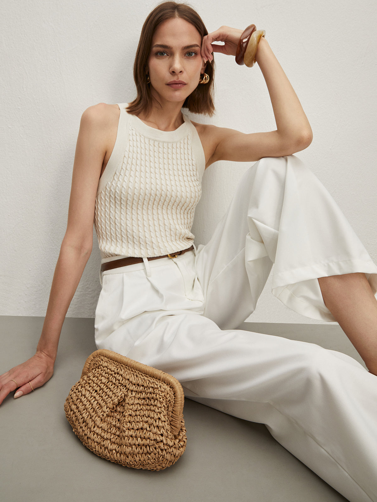 Düz Yuvarlak Yaka Kazak Yelek