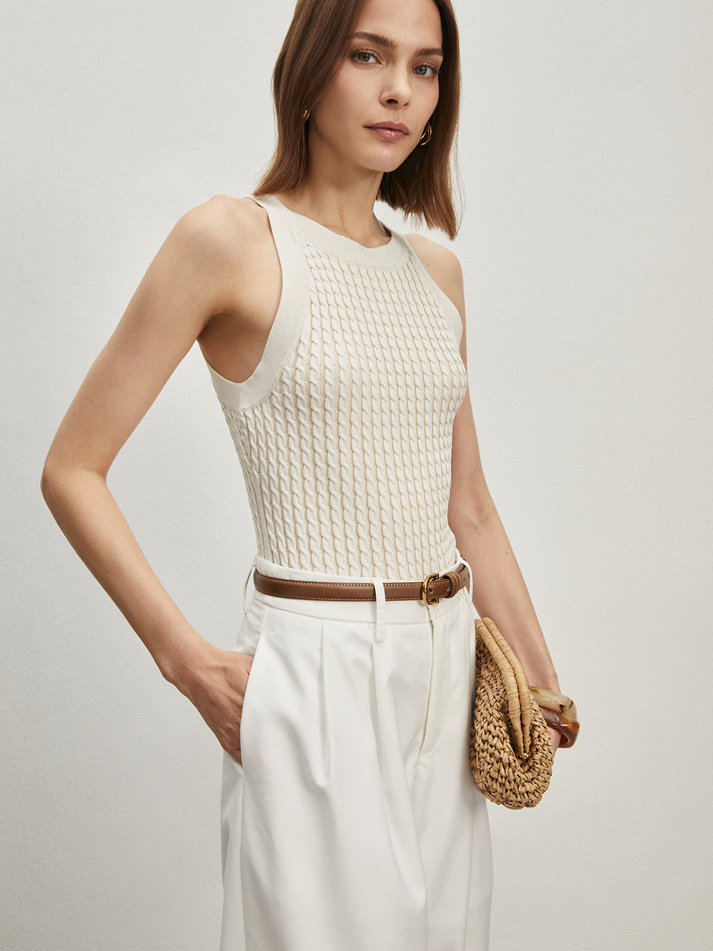 Düz Yuvarlak Yaka Kazak Yelek