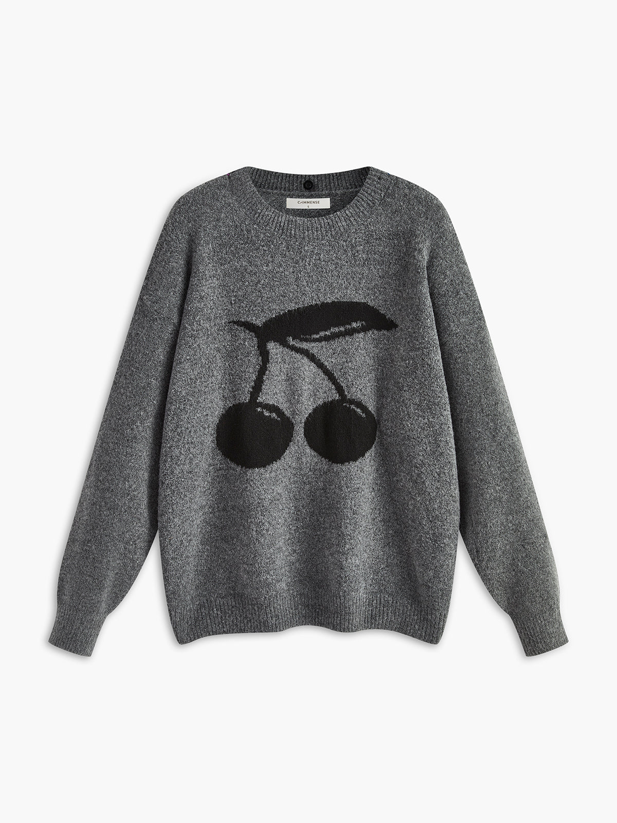 Pamuk Karışımlı Kiraz Baskılı Kazak