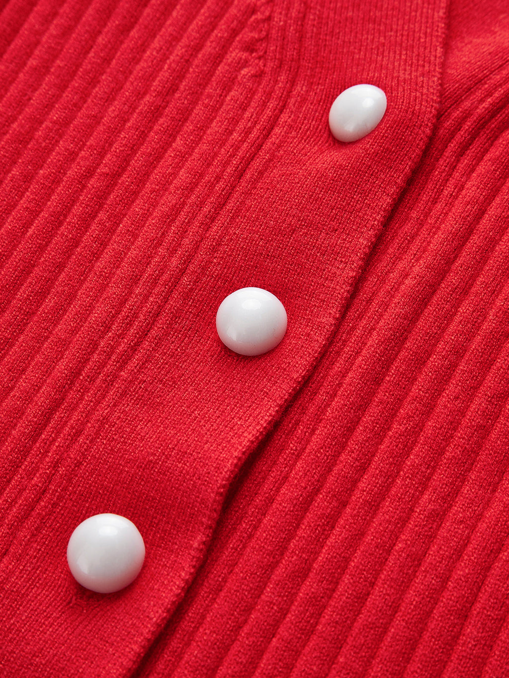 Fırfırlı Kenar İnci Düğmeli Uzun Kollu Hırka