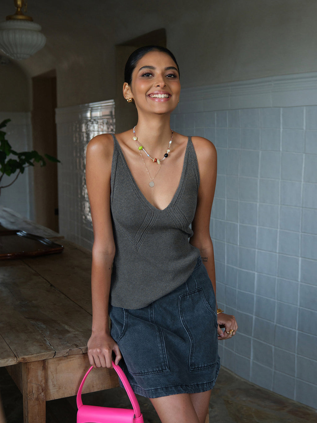 Ribanalı Düz Kazak Yelek