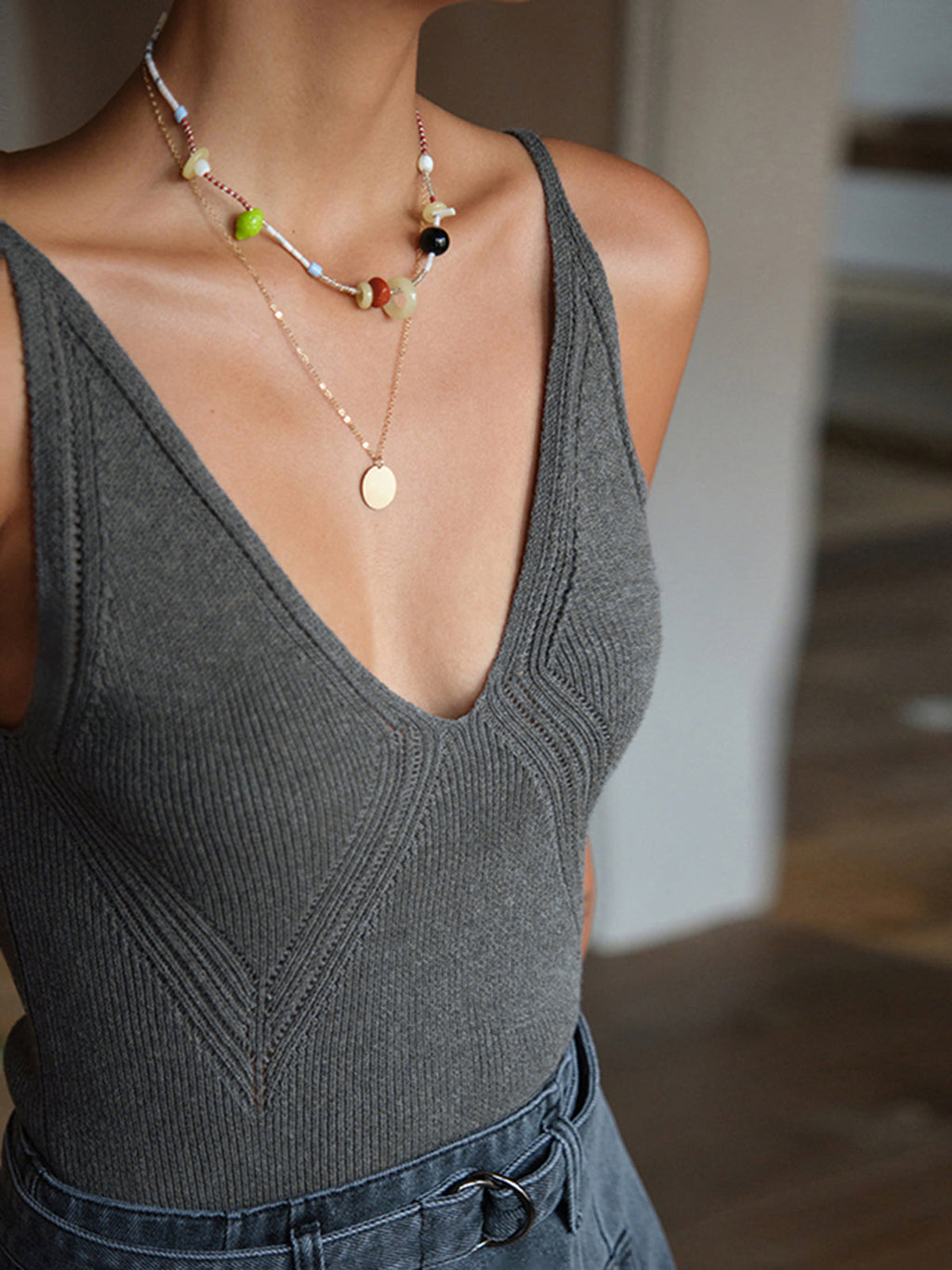 Ribanalı Düz Kazak Yelek