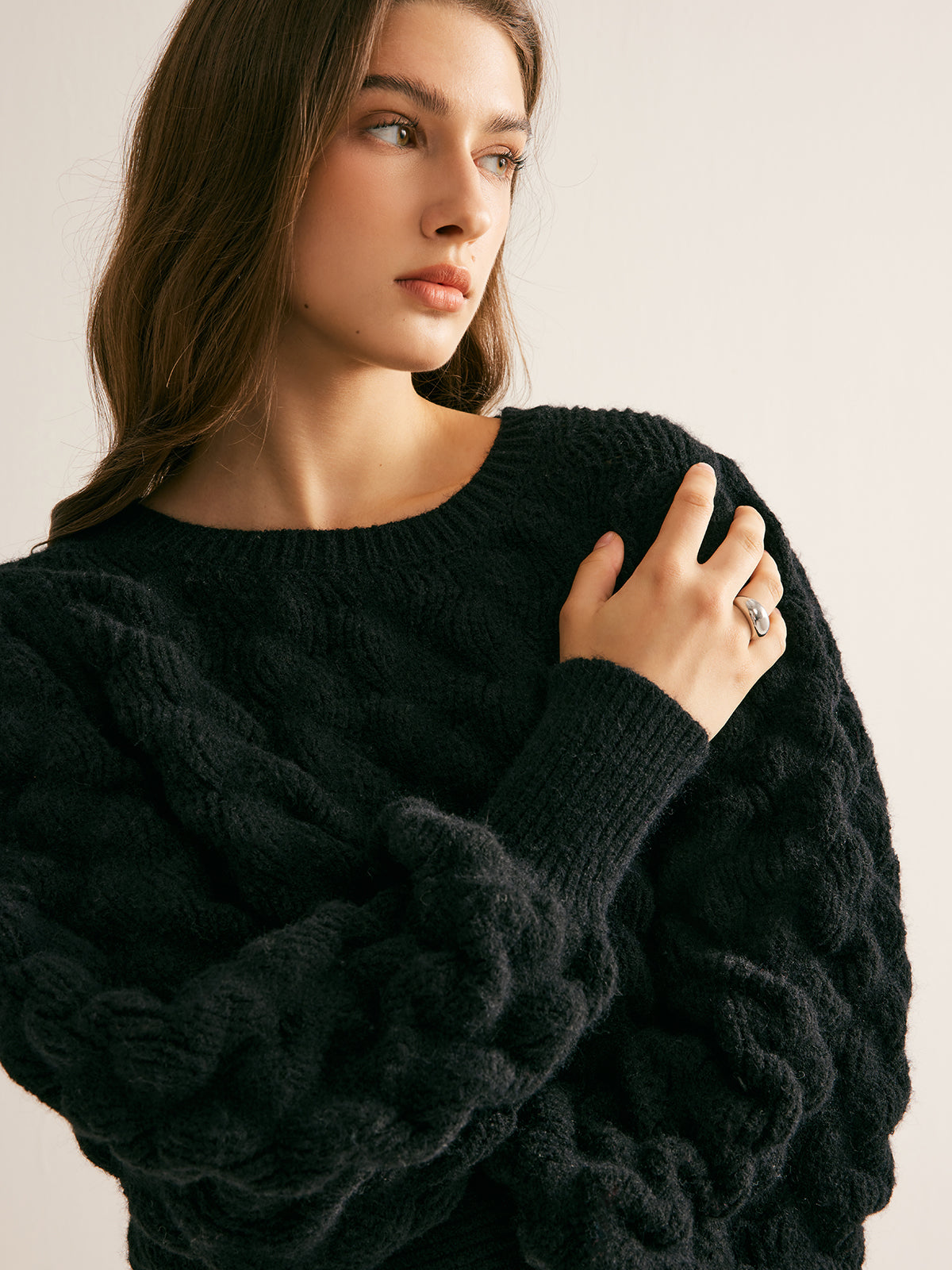 Yuvarlak Yaka Bulut Kazak