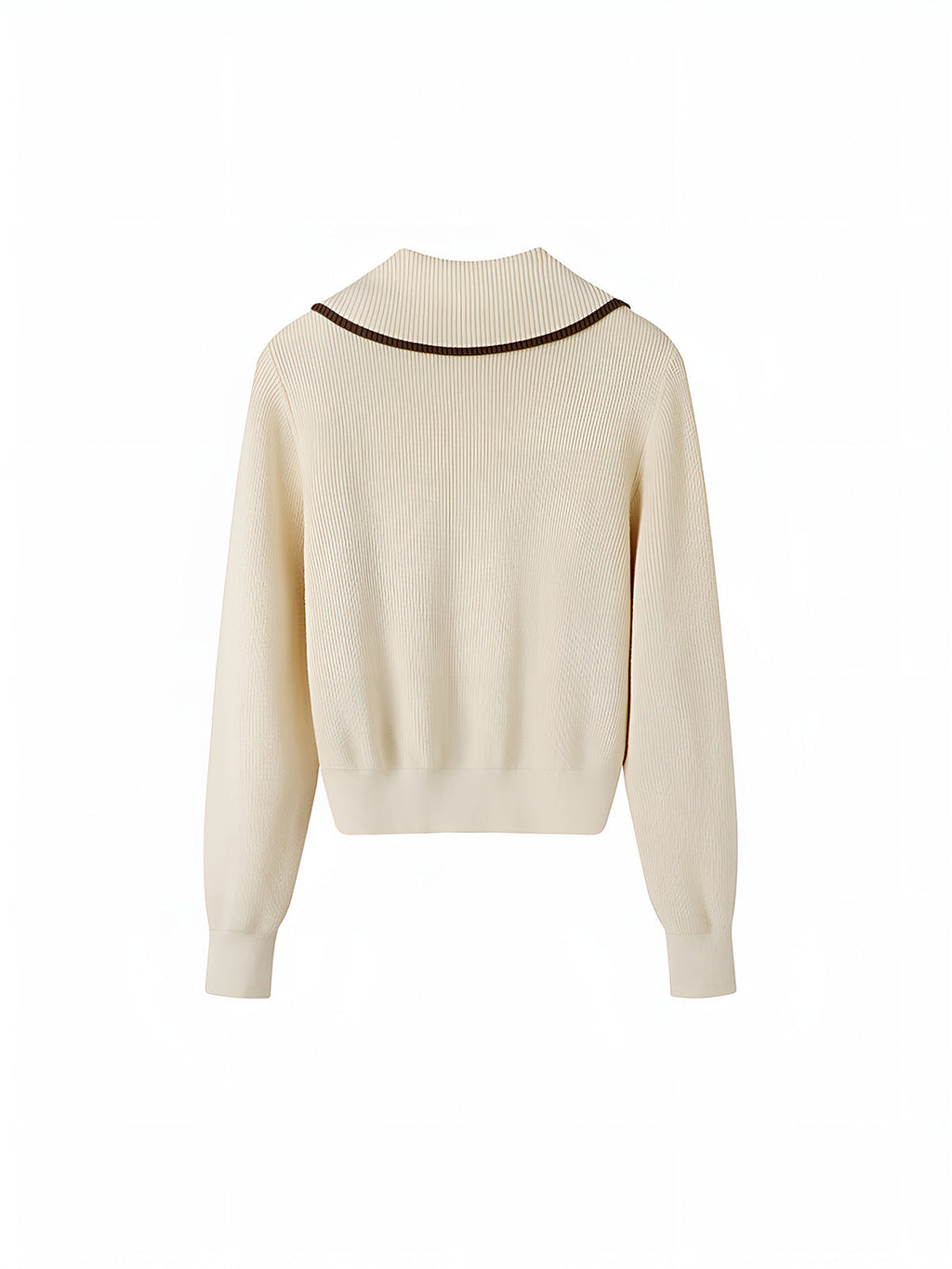 Zarif Kontrast Kesimli Fermuarlı Hırka