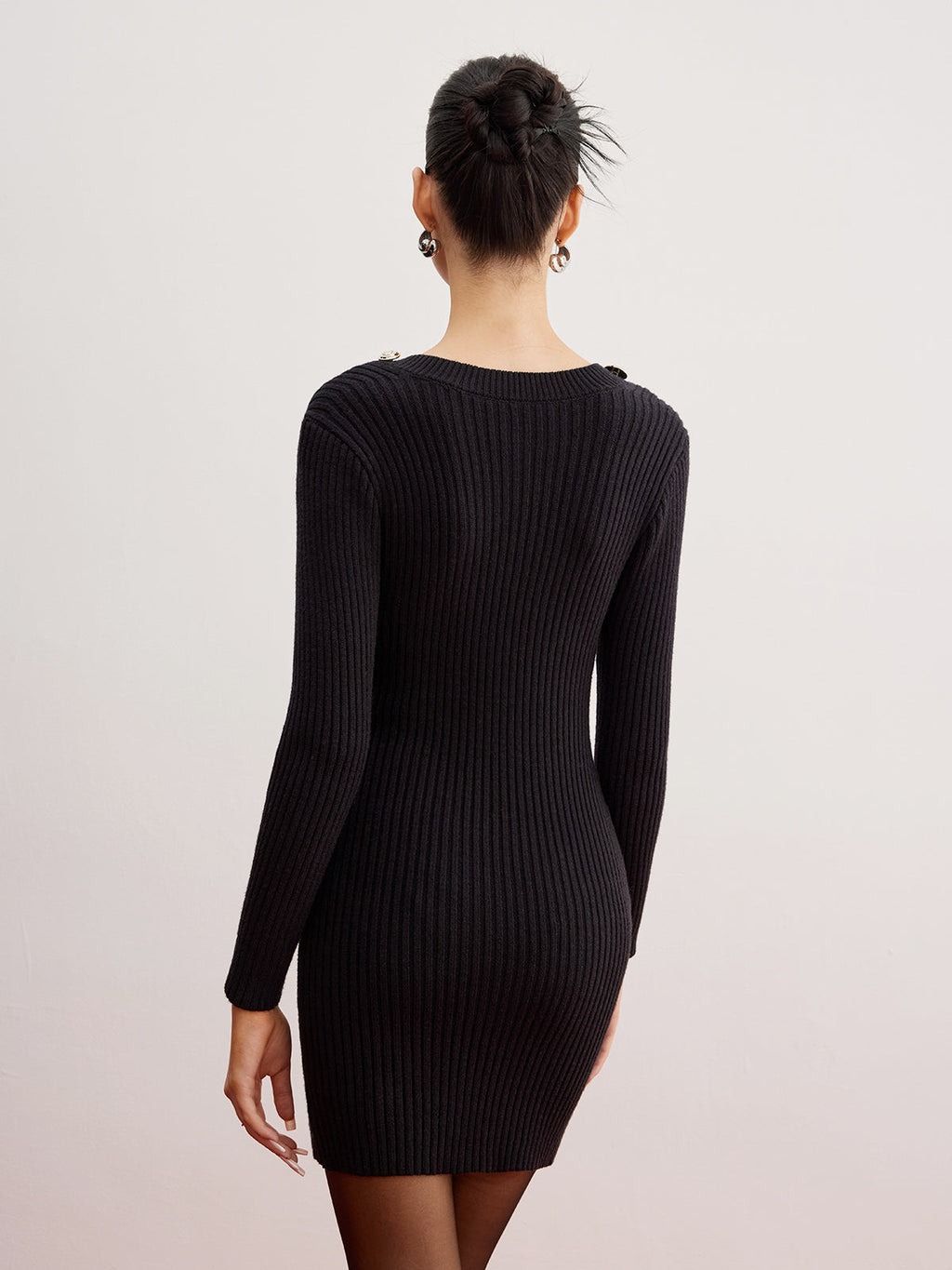 Shrug Ribbed Slim Kazak Elbise