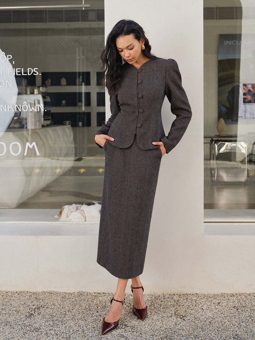 Chevron Düğmeli Slim Blazer