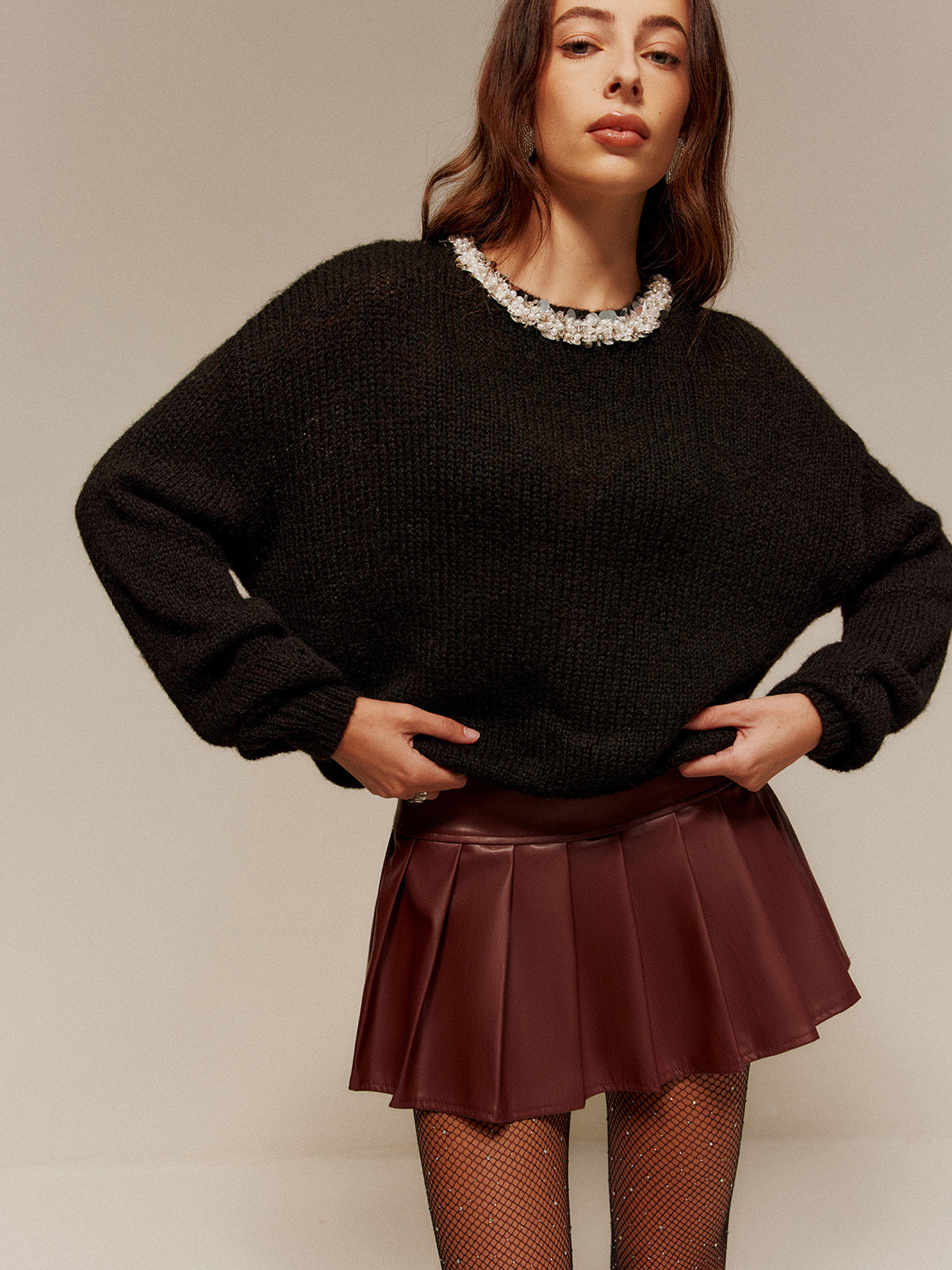 Taşlı Dekorlu Rahat Kazak