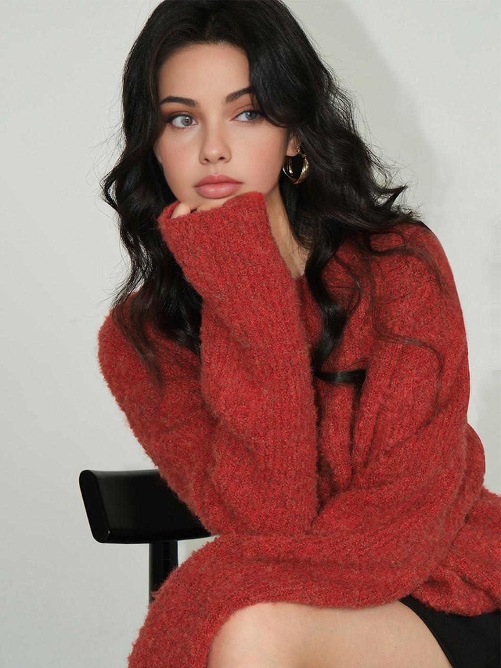 Yün Karışımlı Şık Yivli Kazak