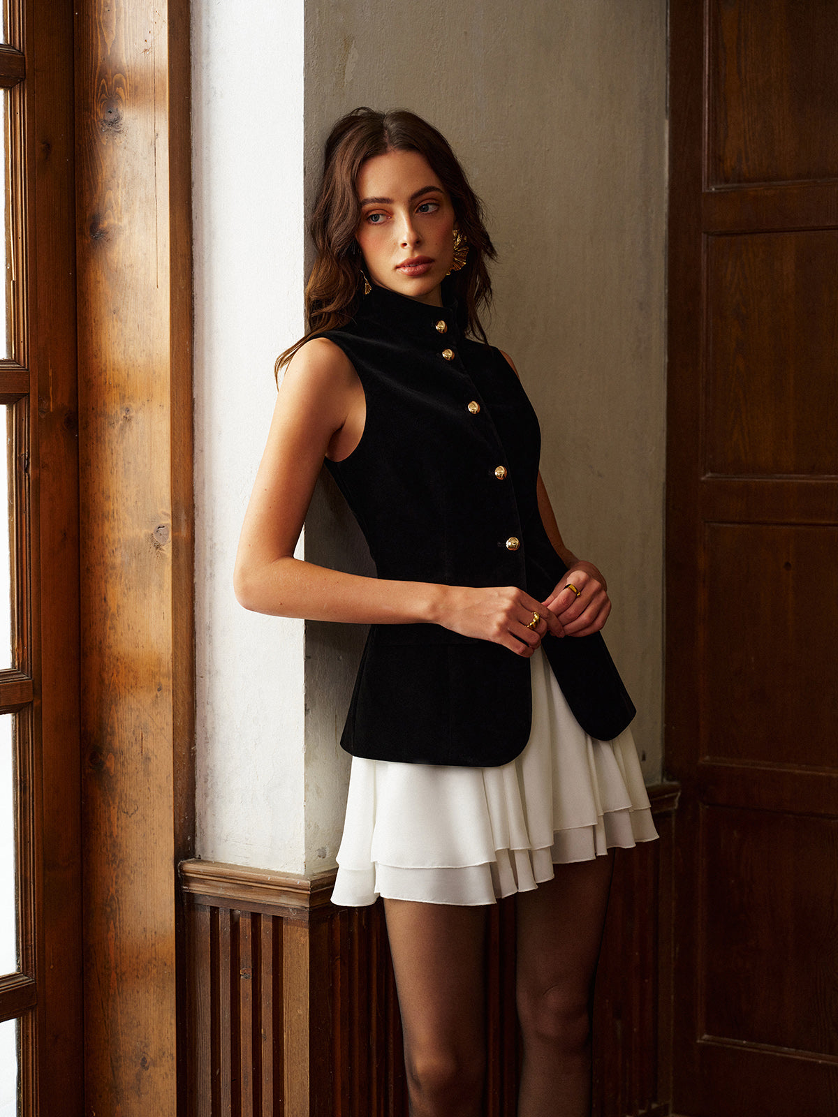 Şifon Etekli Yırtmaçlı Üst