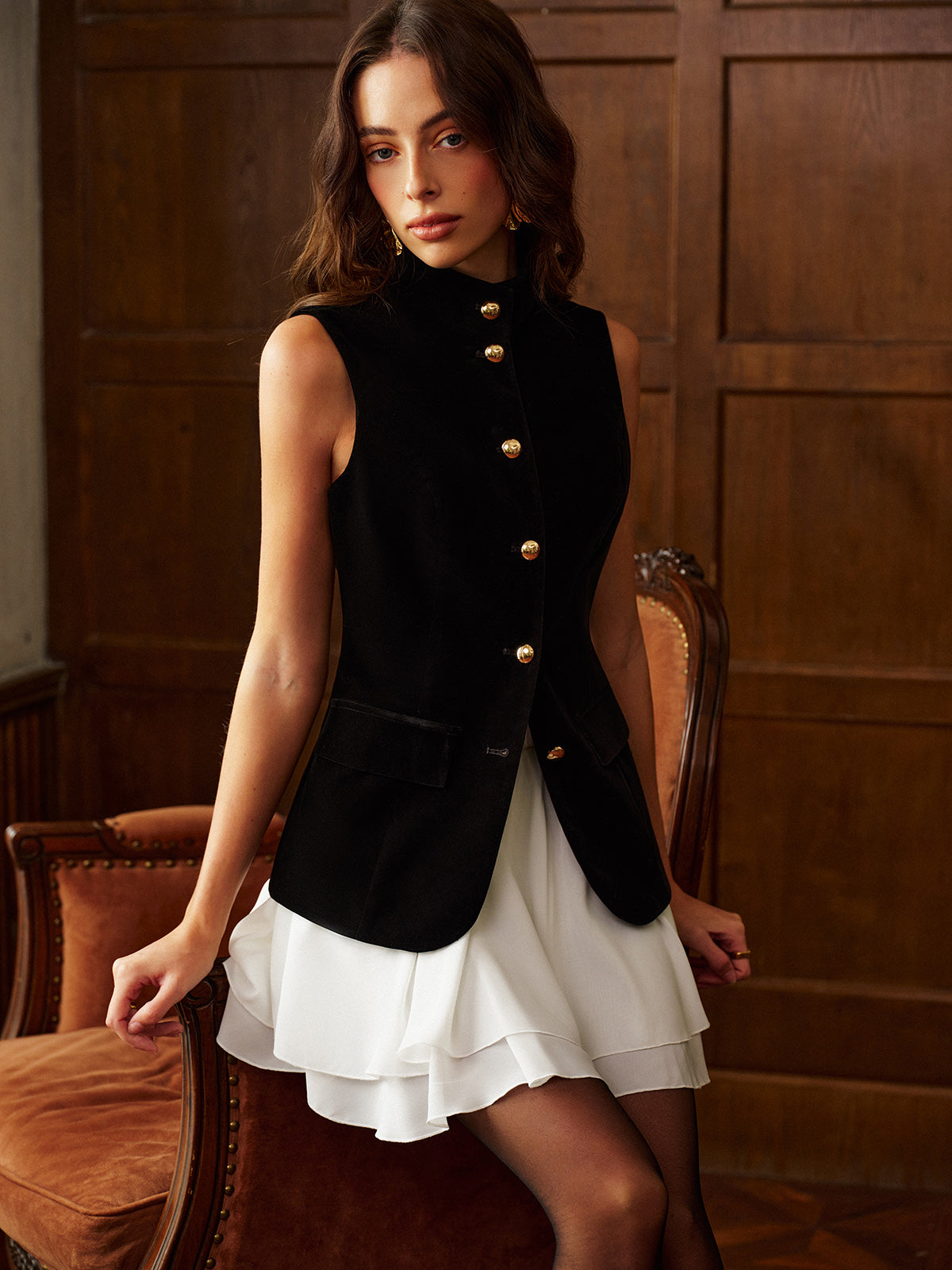 Şifon Etekli Yırtmaçlı Üst