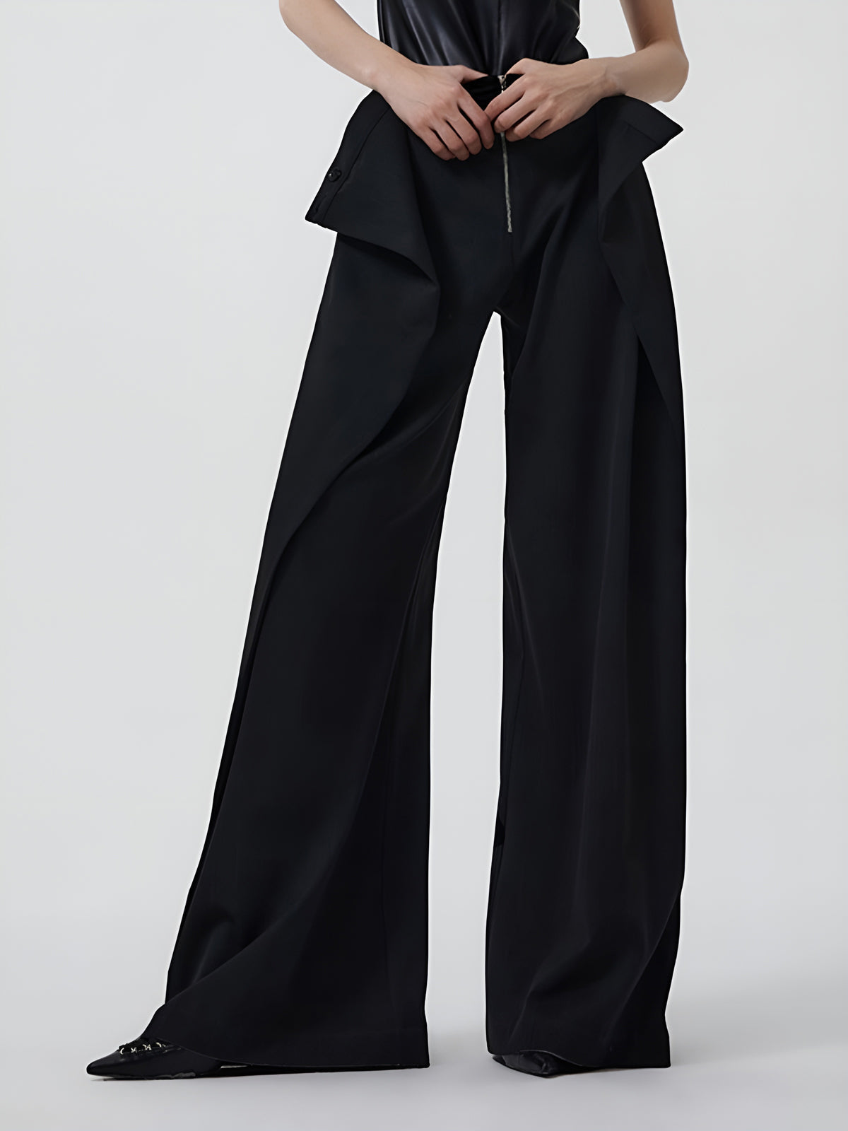 Düz Fermuarlı Tasarım Pantolon