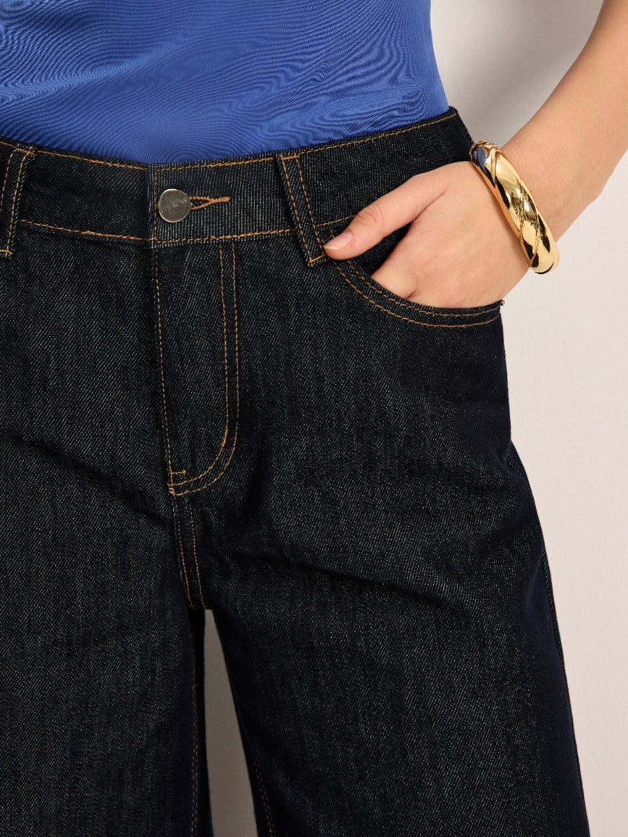 Yüksek Bel Geniş Paça Kot Pantolon