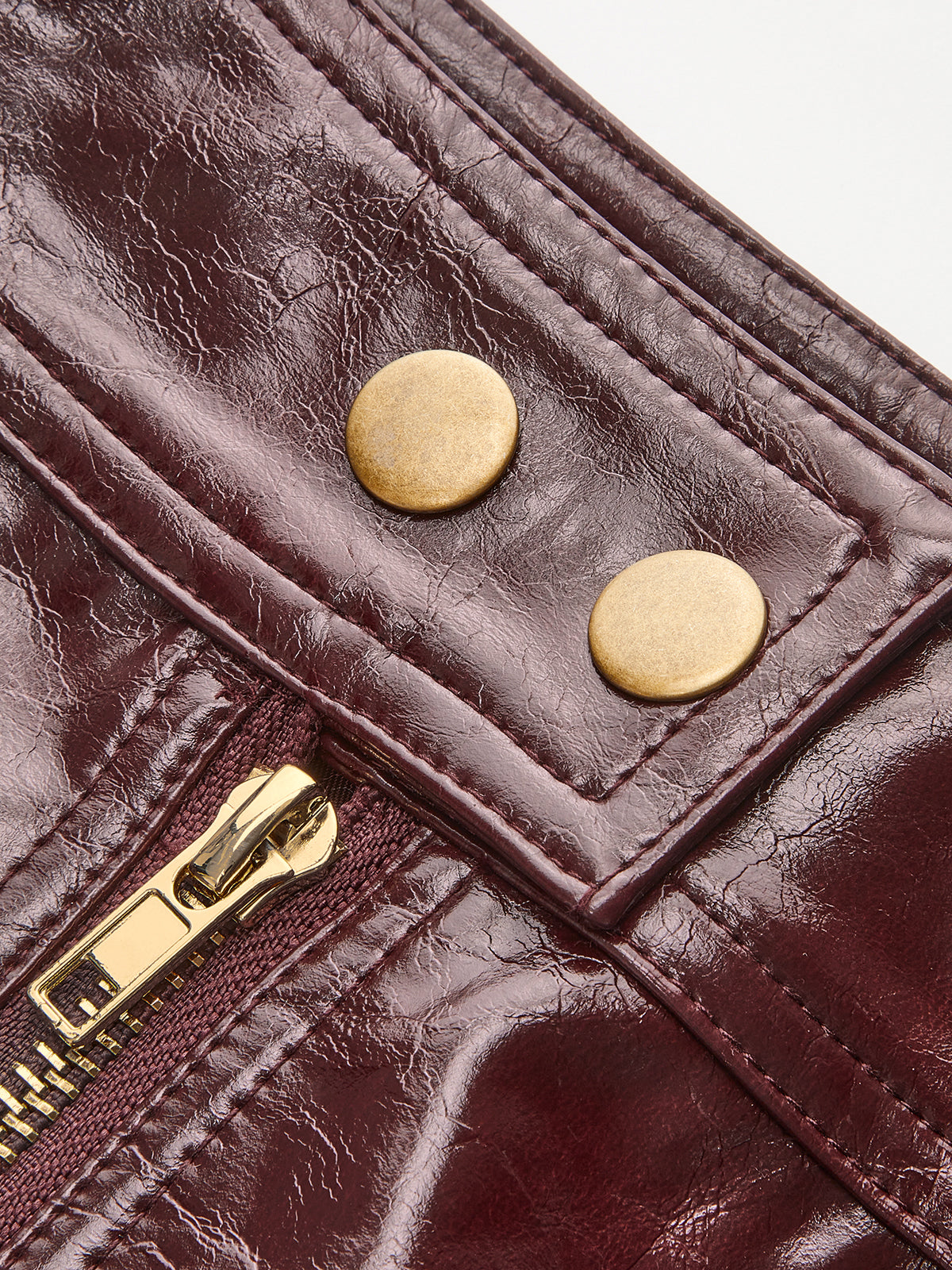 Çift Yönlü Fermuarlı Suni Deri Etek