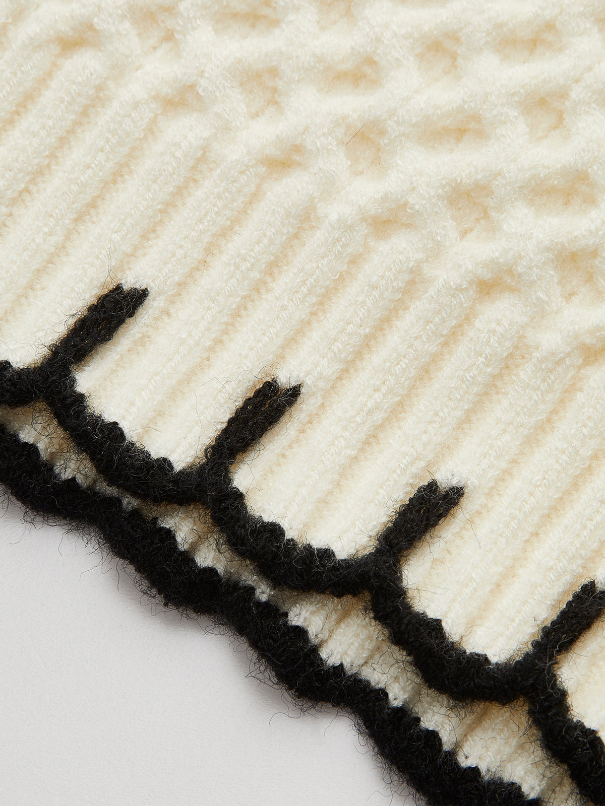 Kontrast Trim Kolsuz Yivli Kazak Yelek