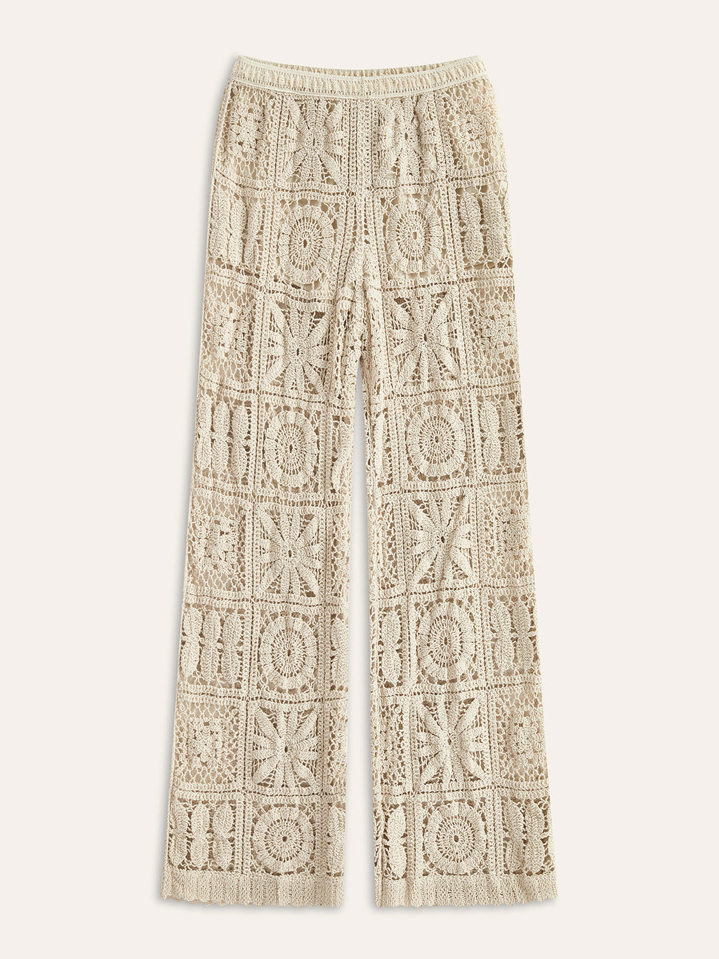 Yarı Şeffaf Lastikli Orta Bel Pantolon