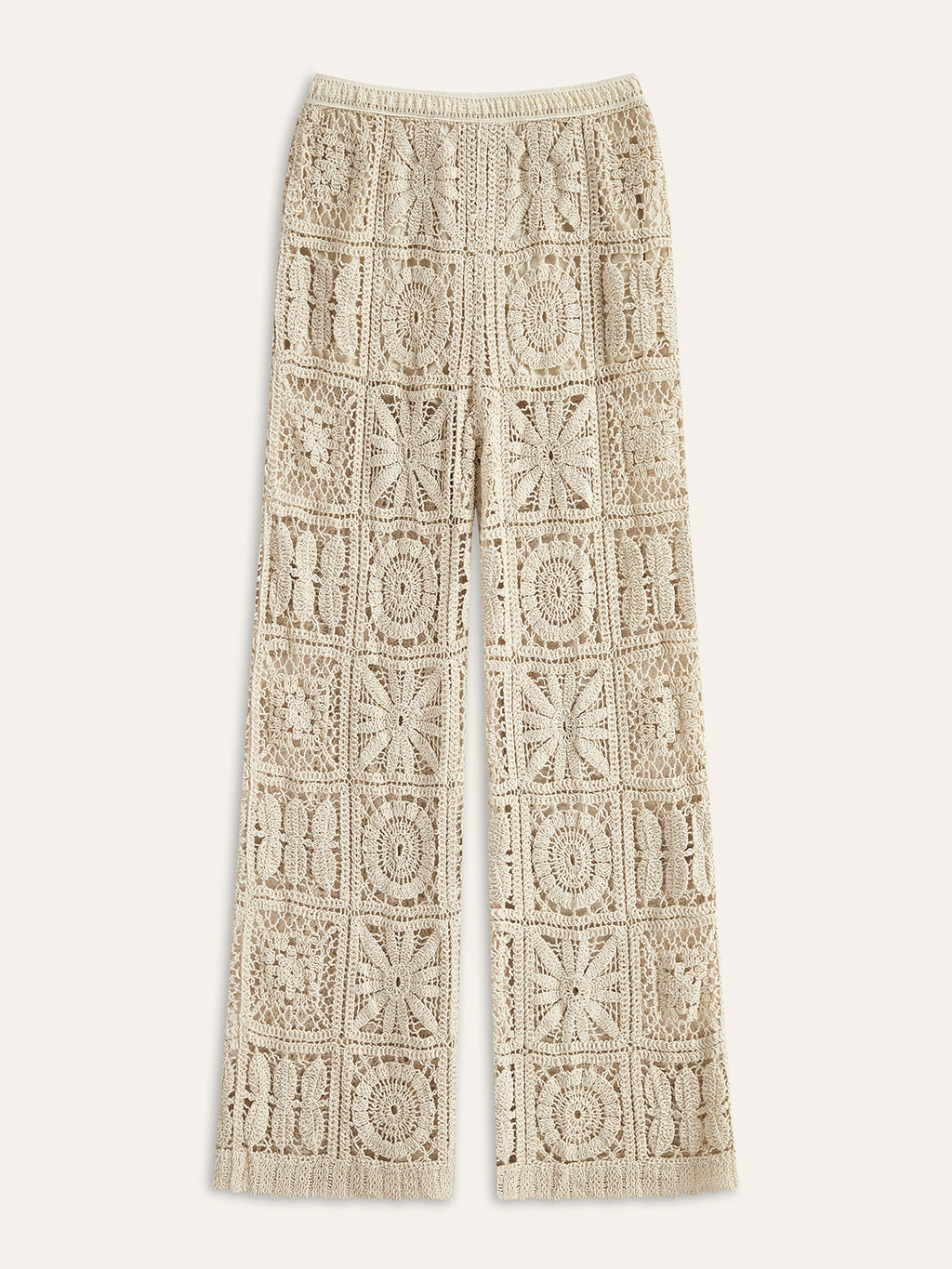 Yarı Şeffaf Lastikli Orta Bel Pantolon