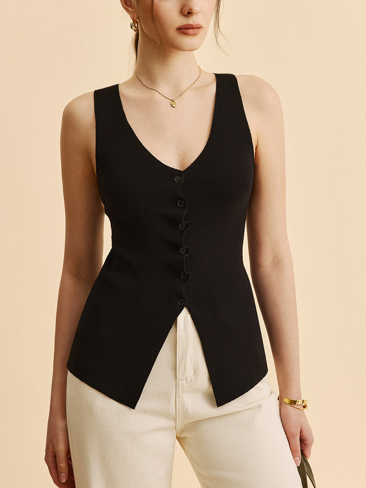 Marul Kesimli Bölünmüş Kazak Yelek