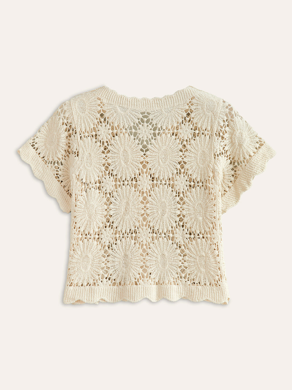 Kroşe Çiçekli Düğmeli Hırka