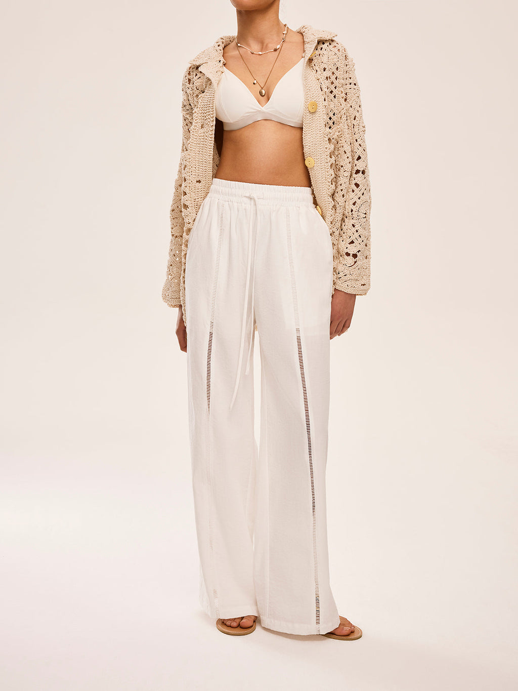 Cepli Yüksek Bel Yarı Şeffaf Pantolon